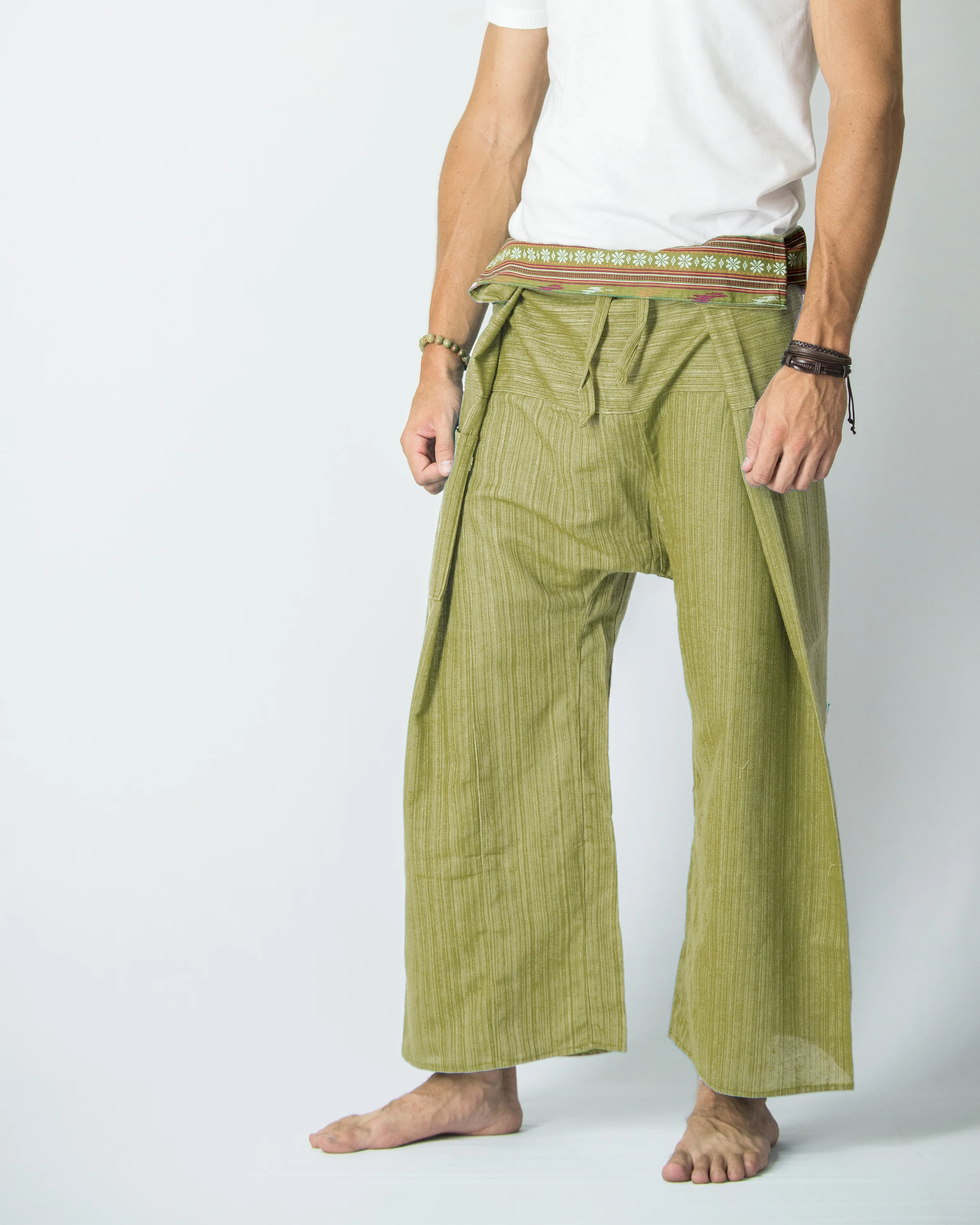Unisex Thai Fisherman Pants in Lime Green