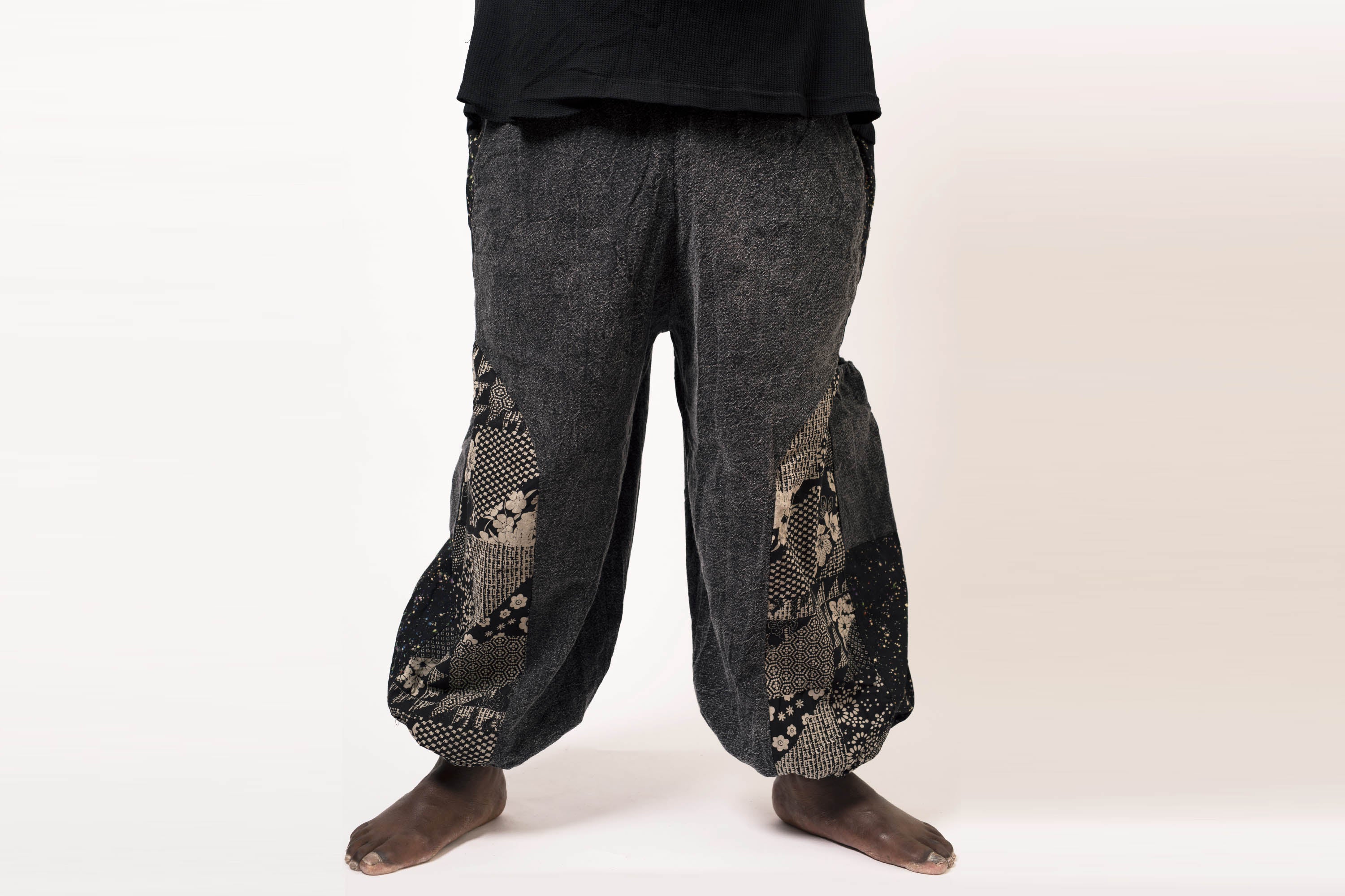 565-Plus-Size-Stone-Washed-Patchwork-Men-Unisex-Pants-in-Black-2.jpg Plus Size Stone Washed Patchwork Men Unisex Pants in Black