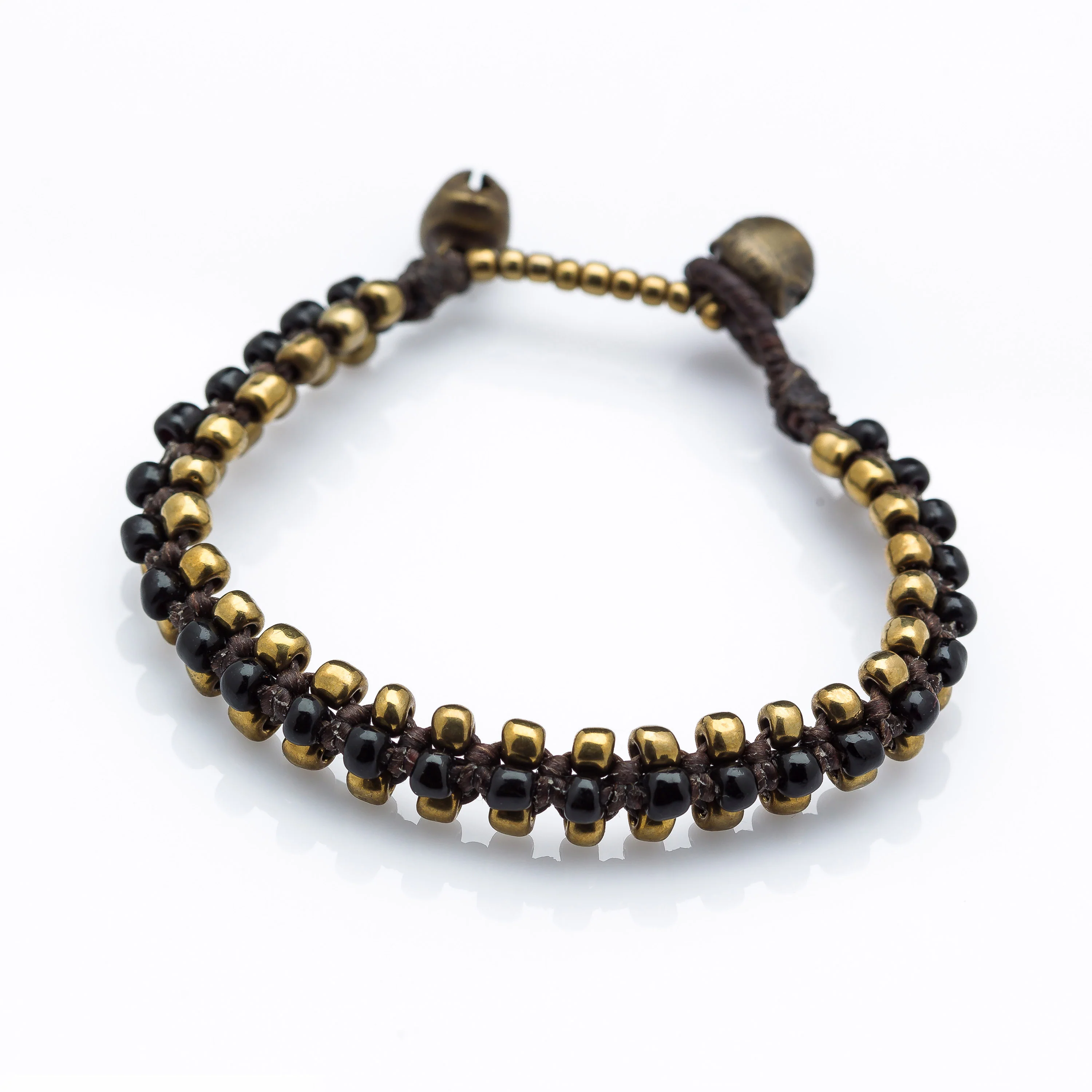 Triple Brass Beads Bracelet with Black Beads
