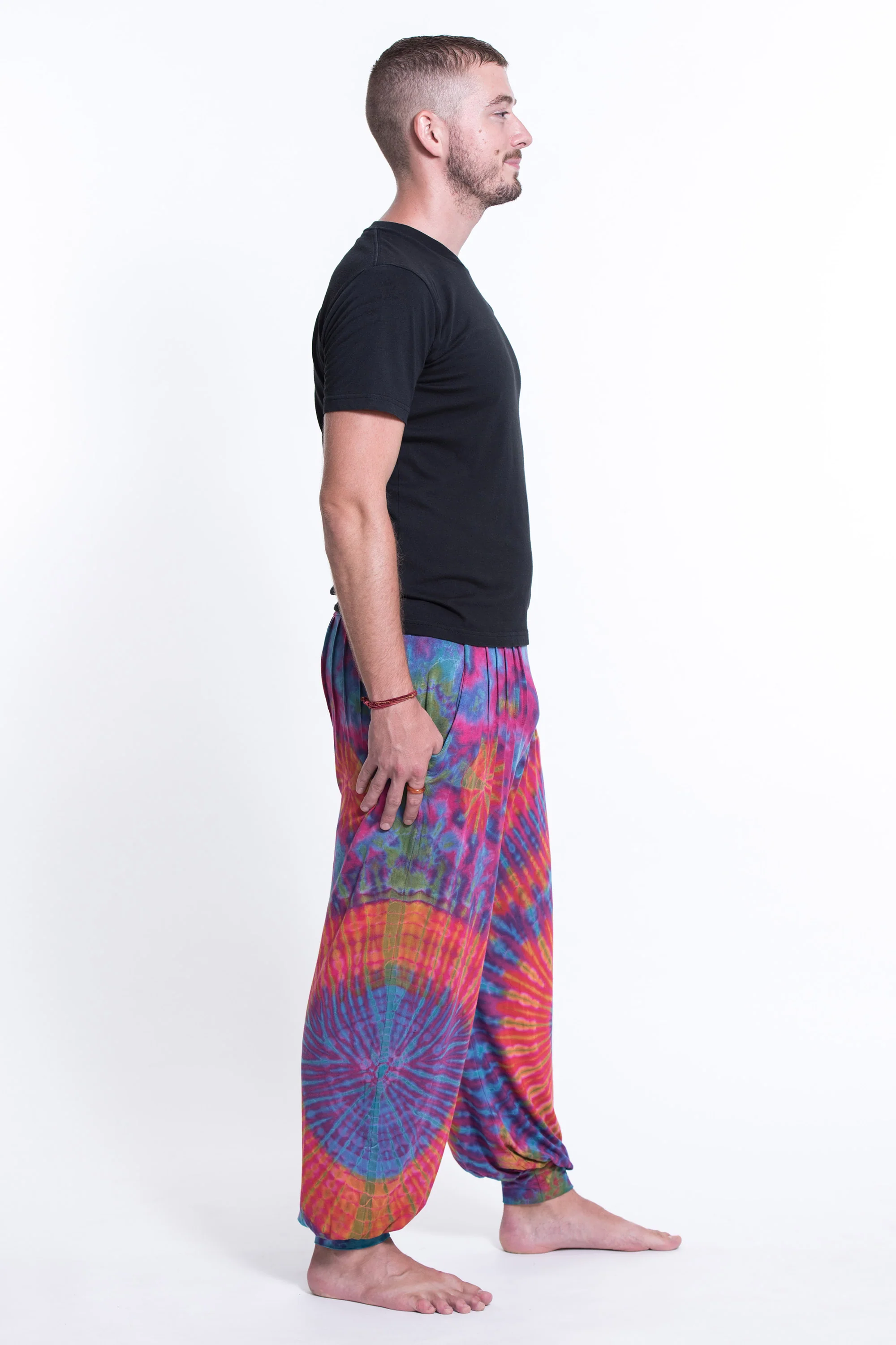 583-Tie-Dye-Cotton-Men-Harem-Pants-in-Pink-6.webp Tie Dye Cotton Men Harem Pants in Pink