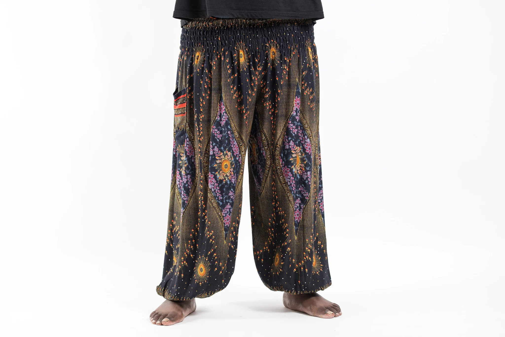 596-Plus-Size-Peacock-Eye-Men-s-Harem-Pants-in-Black-2.webp Plus Size Peacock Eye Men's Harem Pants in Black