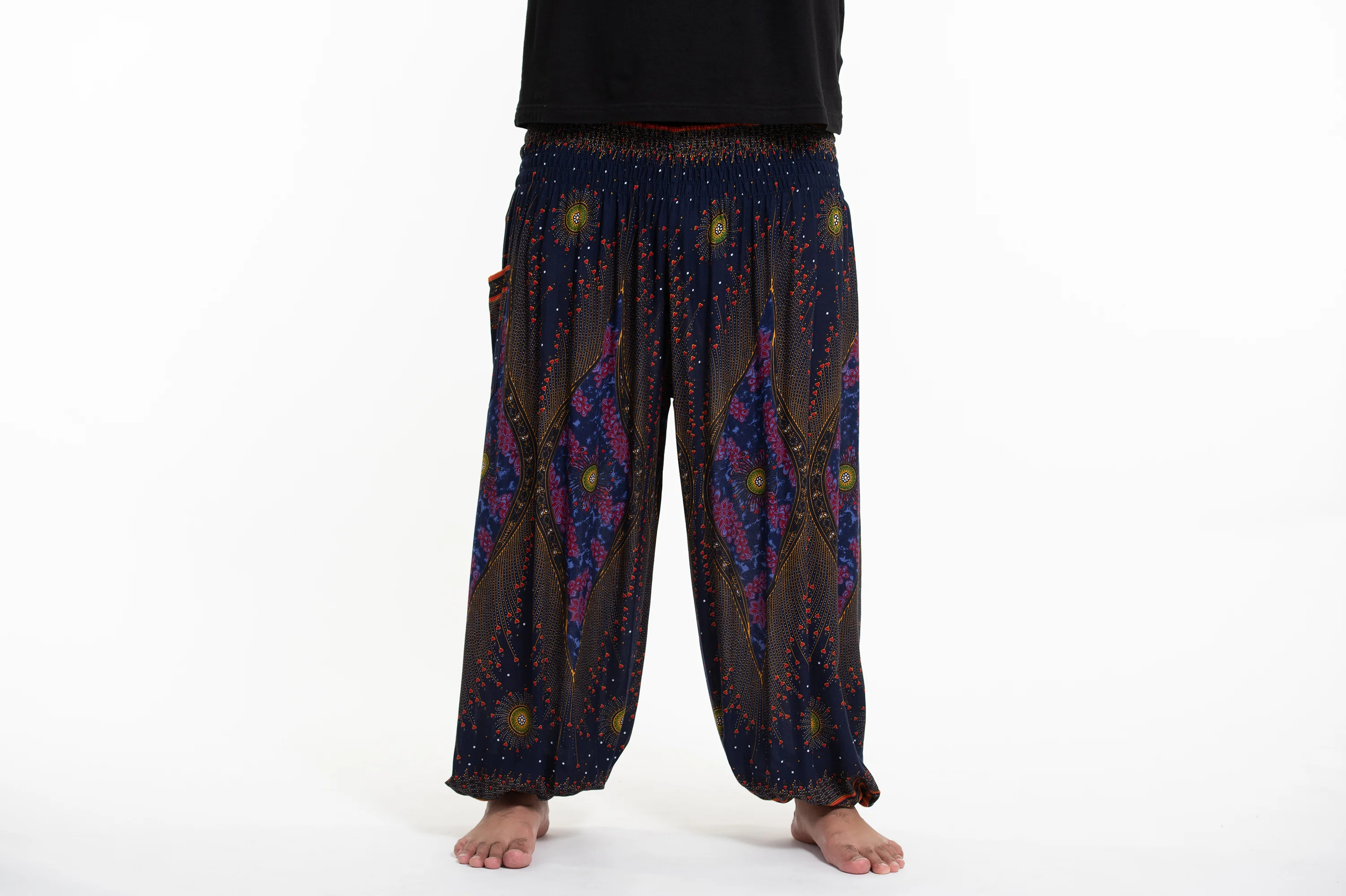 597-Plus-Size-Peacock-Eye-Men-s-Harem-Pants-in-Navy-2.webp Plus Size Peacock Eye Men's Harem Pants in Navy