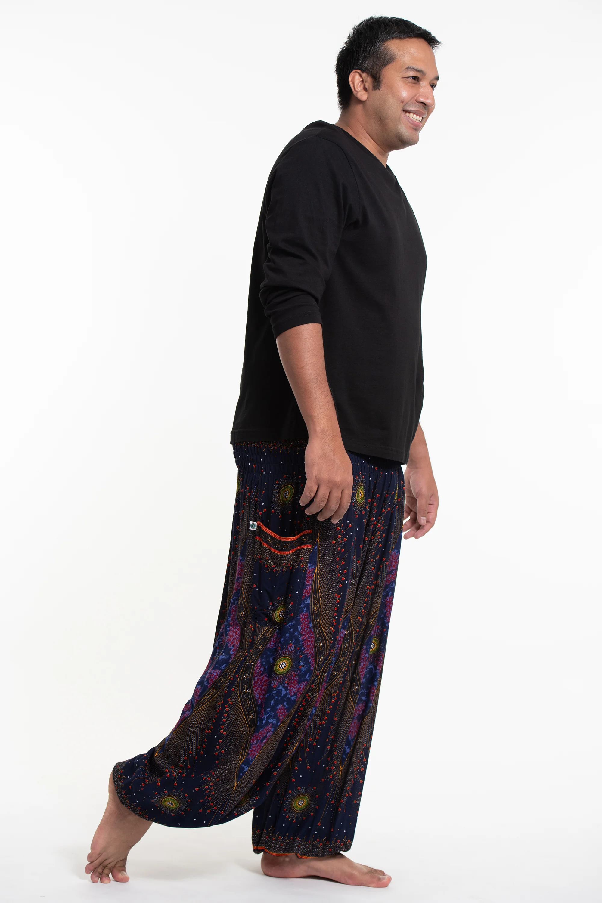 597-Plus-Size-Peacock-Eye-Men-s-Harem-Pants-in-Navy-3.webp Plus Size Peacock Eye Men's Harem Pants in Navy