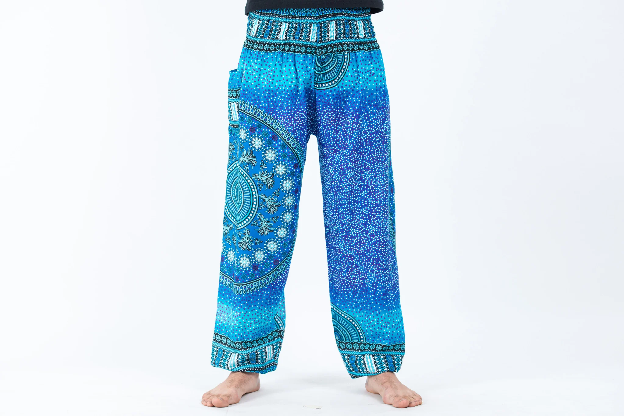 Tribal Chakras Men's Harem Pants in Blue