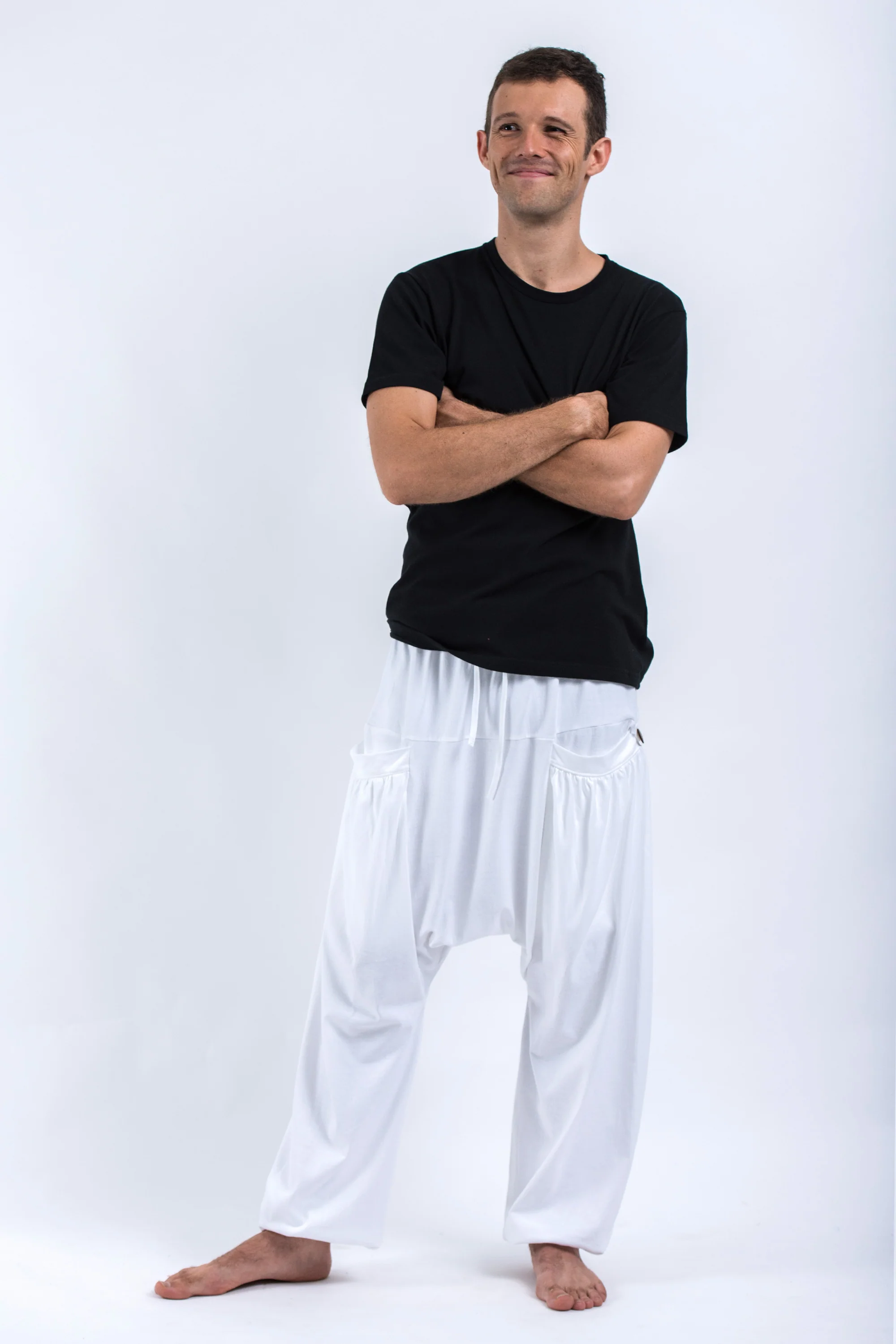 611-Cotton-Men-Harem-Pants-in-Solid-White-3.webp Cotton Men Harem Pants in Solid White