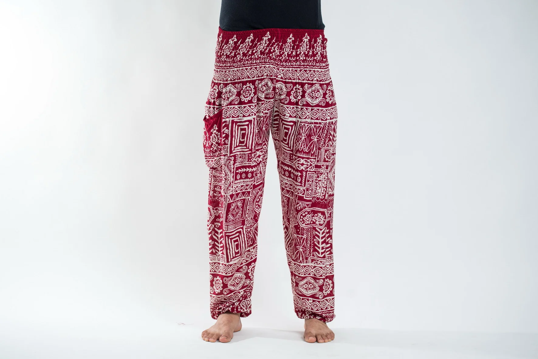 Tribal Prints Men's Harem Pants in Red