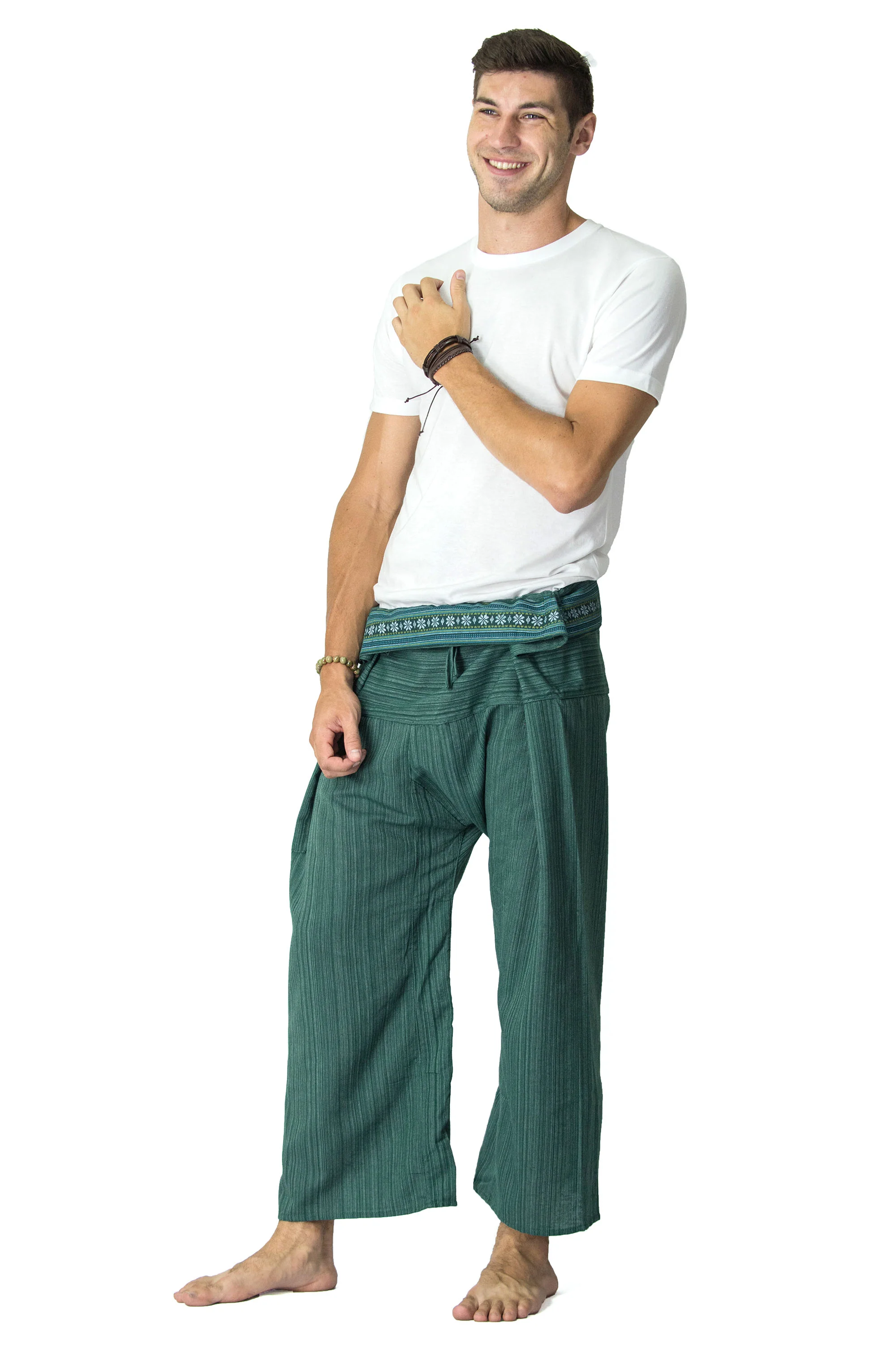 Unisex Thai Fisherman Pants in Aqua Marine