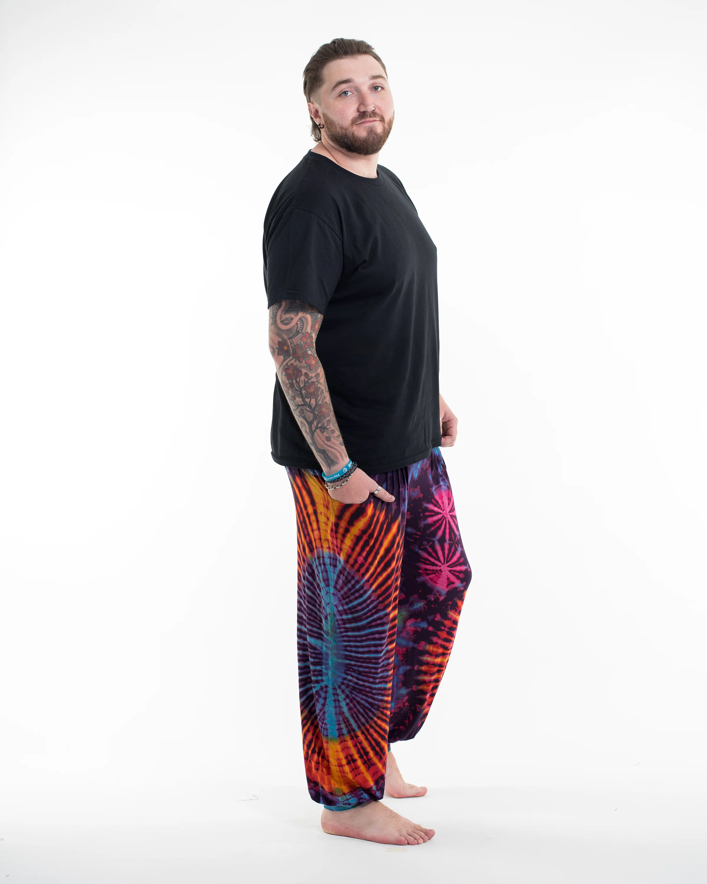 647-Plus-Size-Tie-Dye-Cotton-Men-Harem-Pants-in-Purple-3.webp Plus Size Tie Dye Cotton Men Harem Pants in Purple