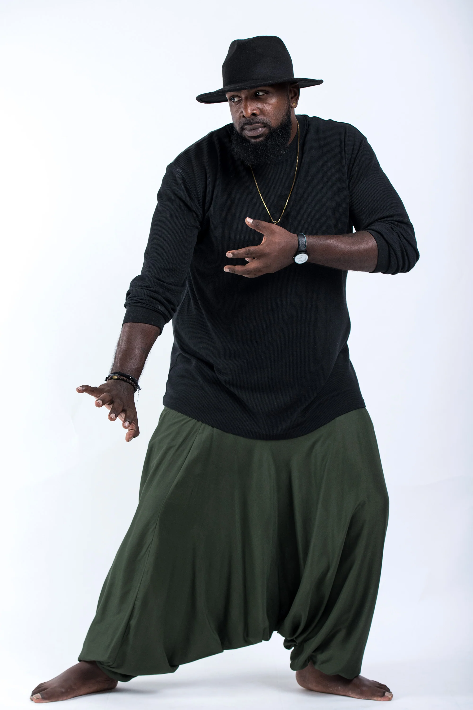 662-Plus-Size-Solid-Color-Drop-Crotch-Men-s-Harem-Pants-in-Dark-green-4.webp Plus Size Solid Color Drop Crotch Men's Harem Pants in Dark green