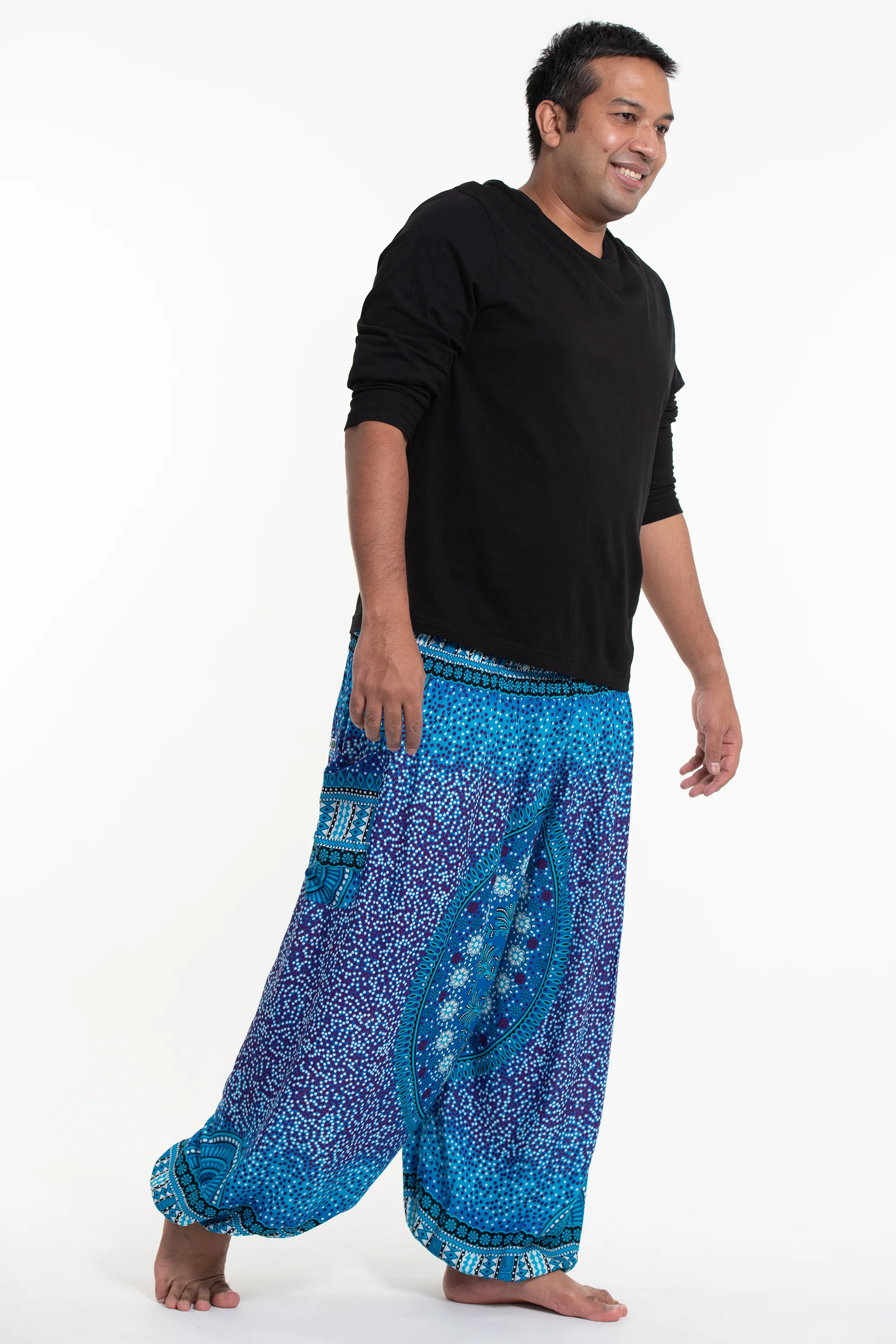 664-Plus-Size-Tribal-Chakras-Men-s-Harem-Pants-in-Blue-3.webp Plus Size Tribal Chakras Men's Harem Pants in Blue
