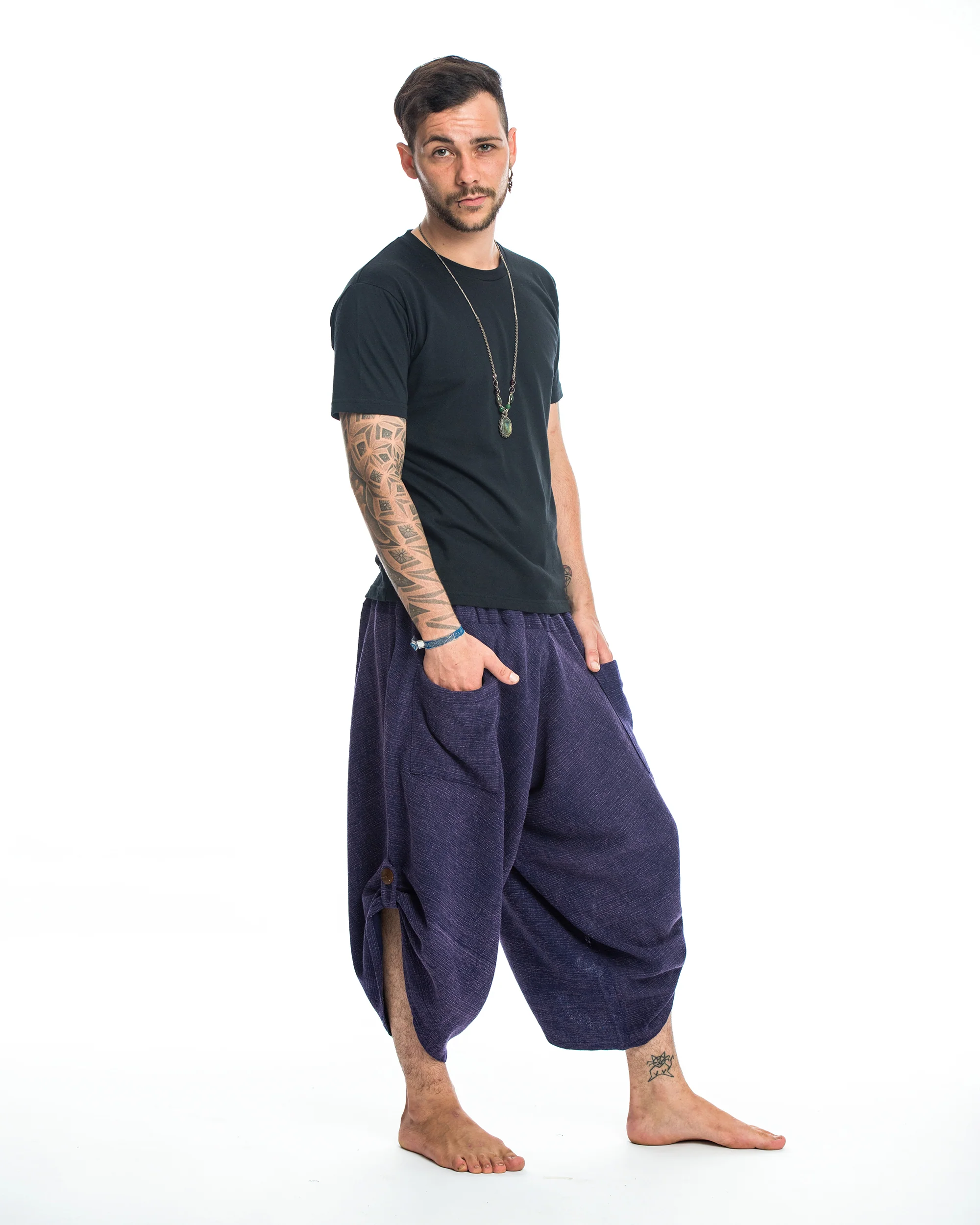 676-Stone-Washed-Large-Pockets-Men-s-Harem-Pants-in-Blue-3.webp Stone Washed Large Pockets Men's Harem Pants in Blue