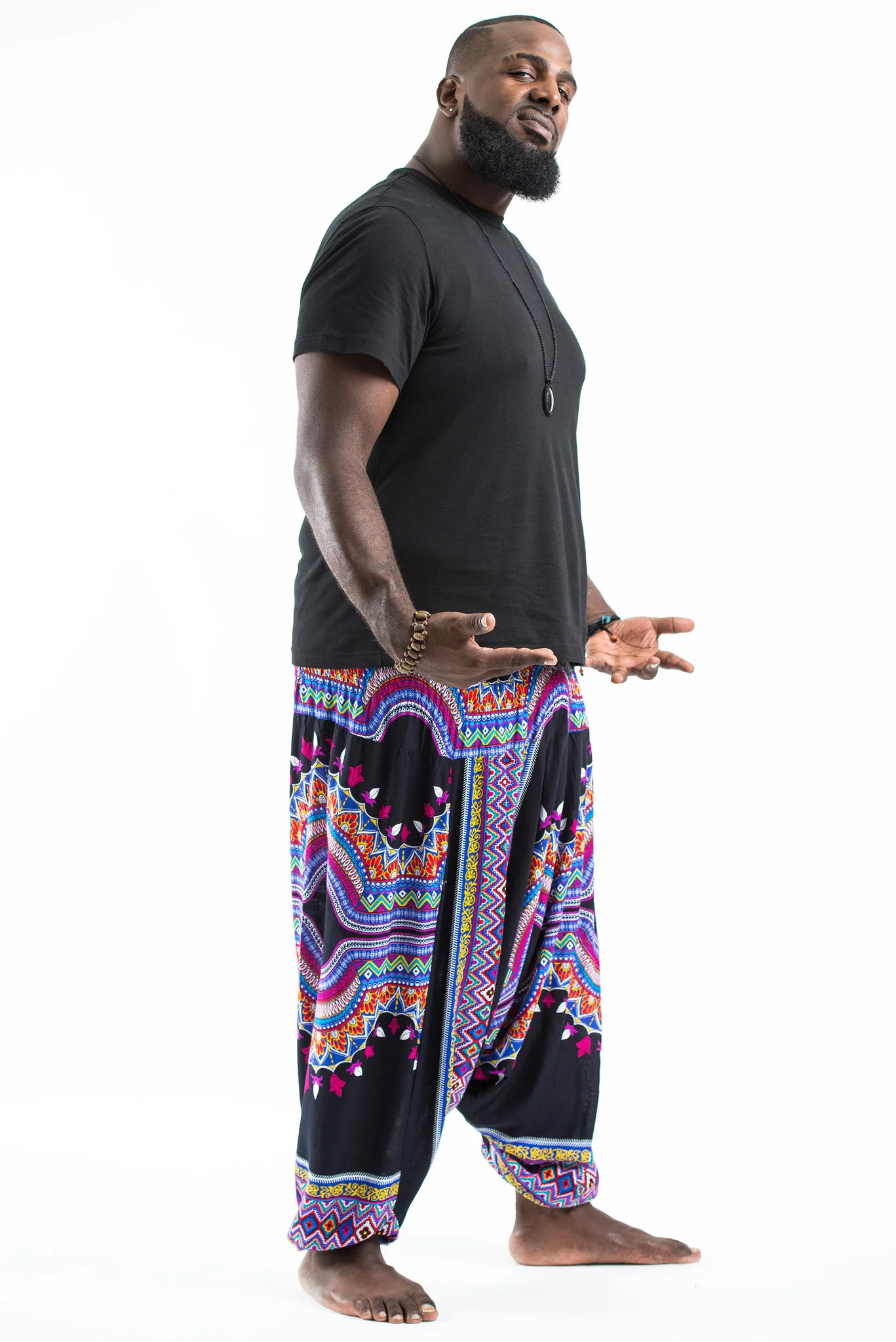 690-Plus-Size-Dashiki-Prints-Drop-Crotch-Men-s-Harem-Pants-in-Black-3.webp Plus Size Dashiki Prints Drop Crotch Men's Harem Pants in Black