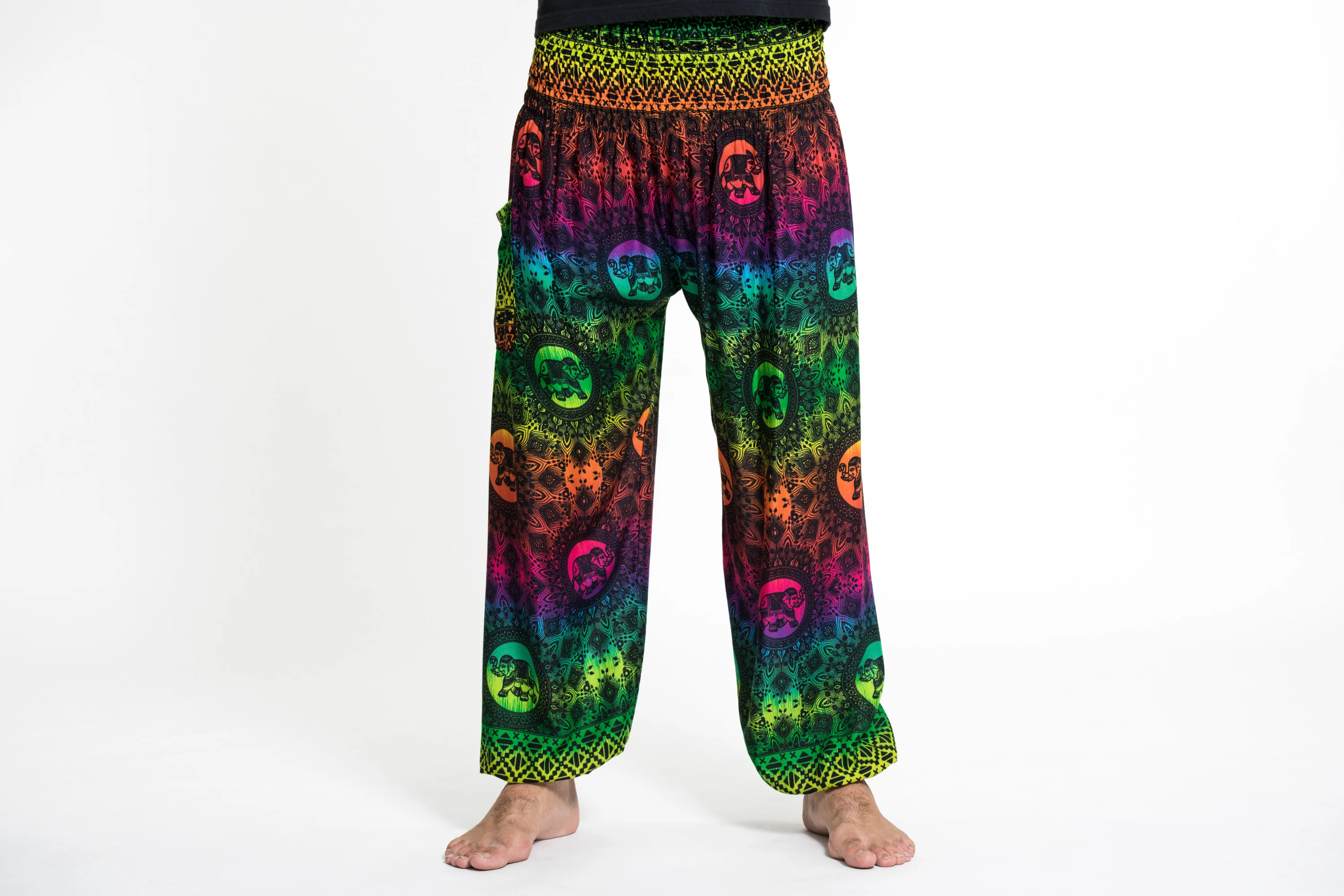 Rainbow Elephant Men's Elephant Pants in Green