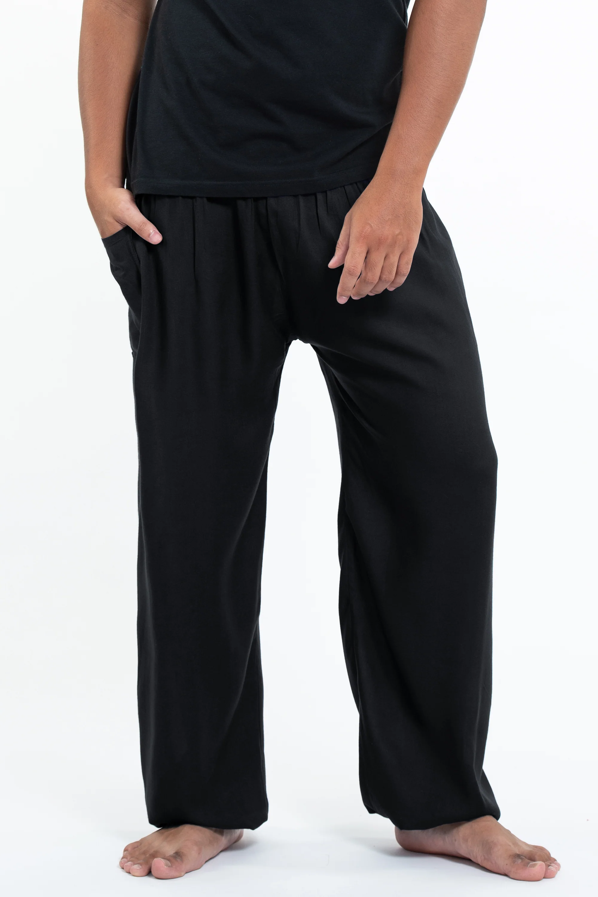 Solid Color Men's Tall Harem Pants in Black