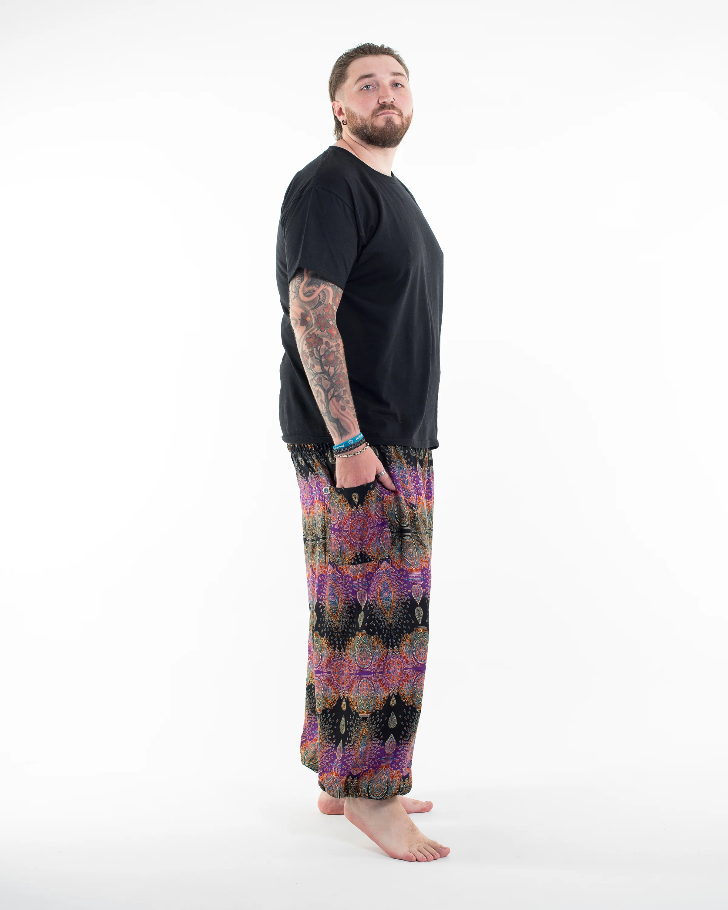 703-Plus-Size-Paisley-Men-s-Harem-Pants-in-Purple-3.webp Plus Size Paisley Men's Harem Pants in Purple