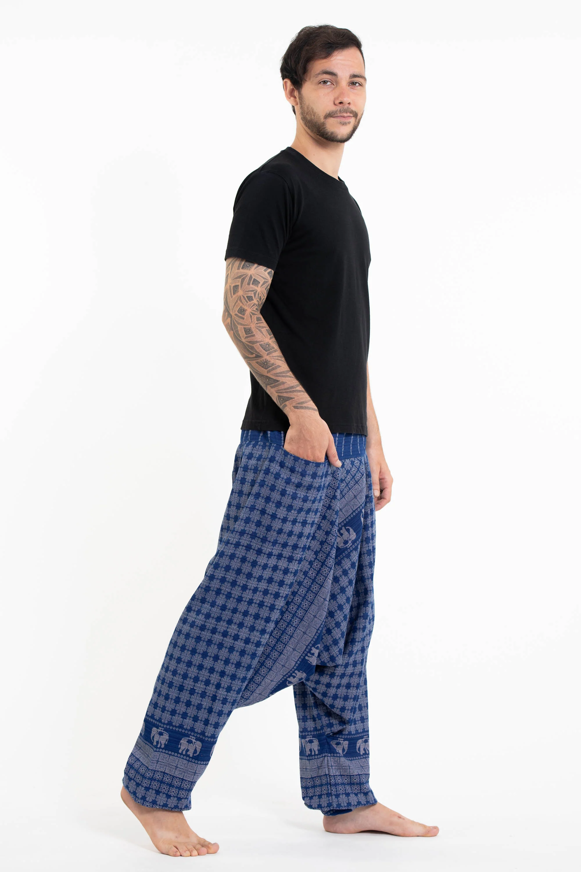 704-Hill-Tribe-Elephant-Men-s-Elephant-Pants-in-Blue-3.webp Hill Tribe Elephant Men's Elephant Pants in Blue