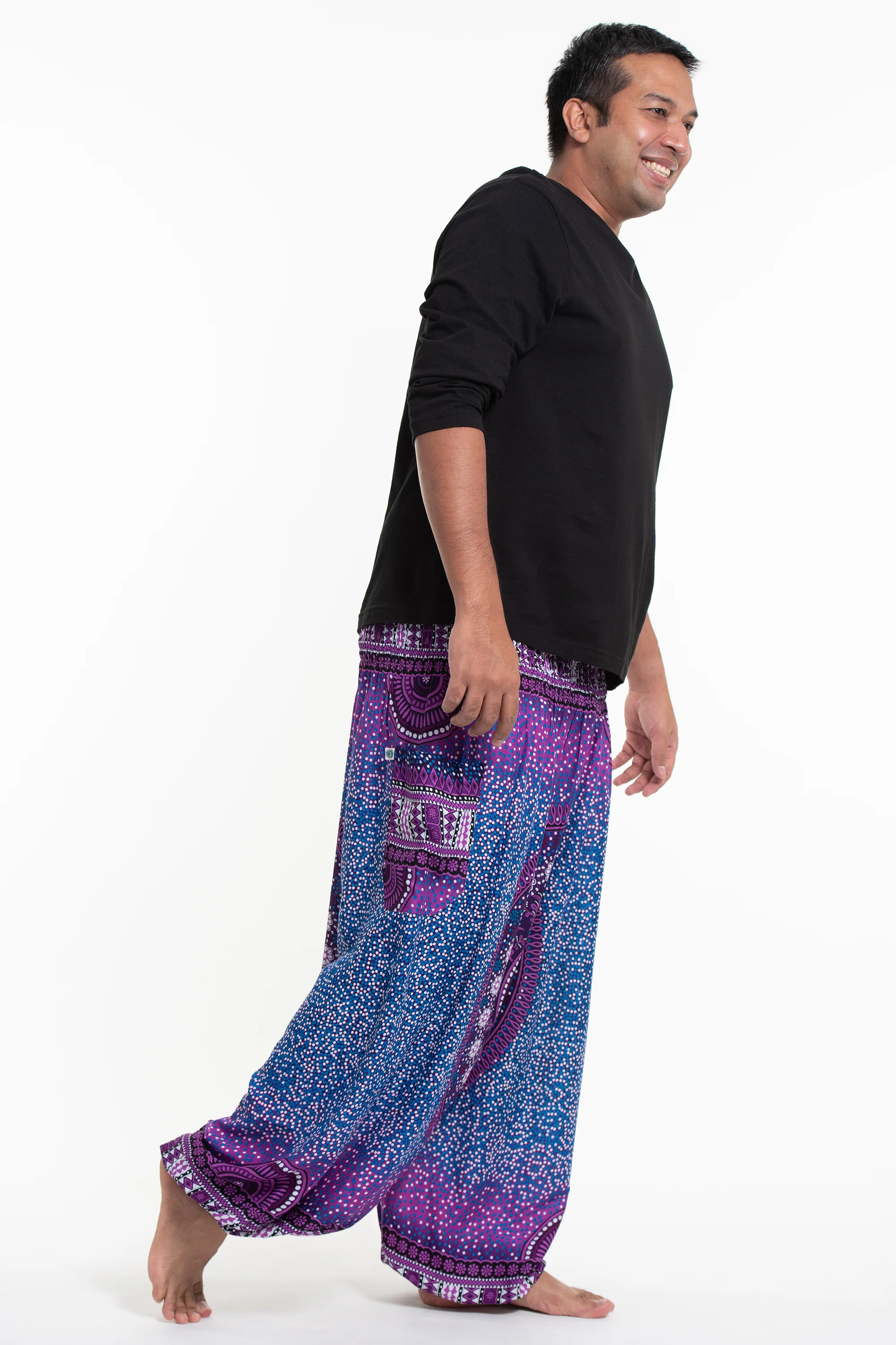 708-Plus-Size-Tribal-Chakras-Men-s-Harem-Pants-in-Purple-3.webp Plus Size Tribal Chakras Men's Harem Pants in Purple