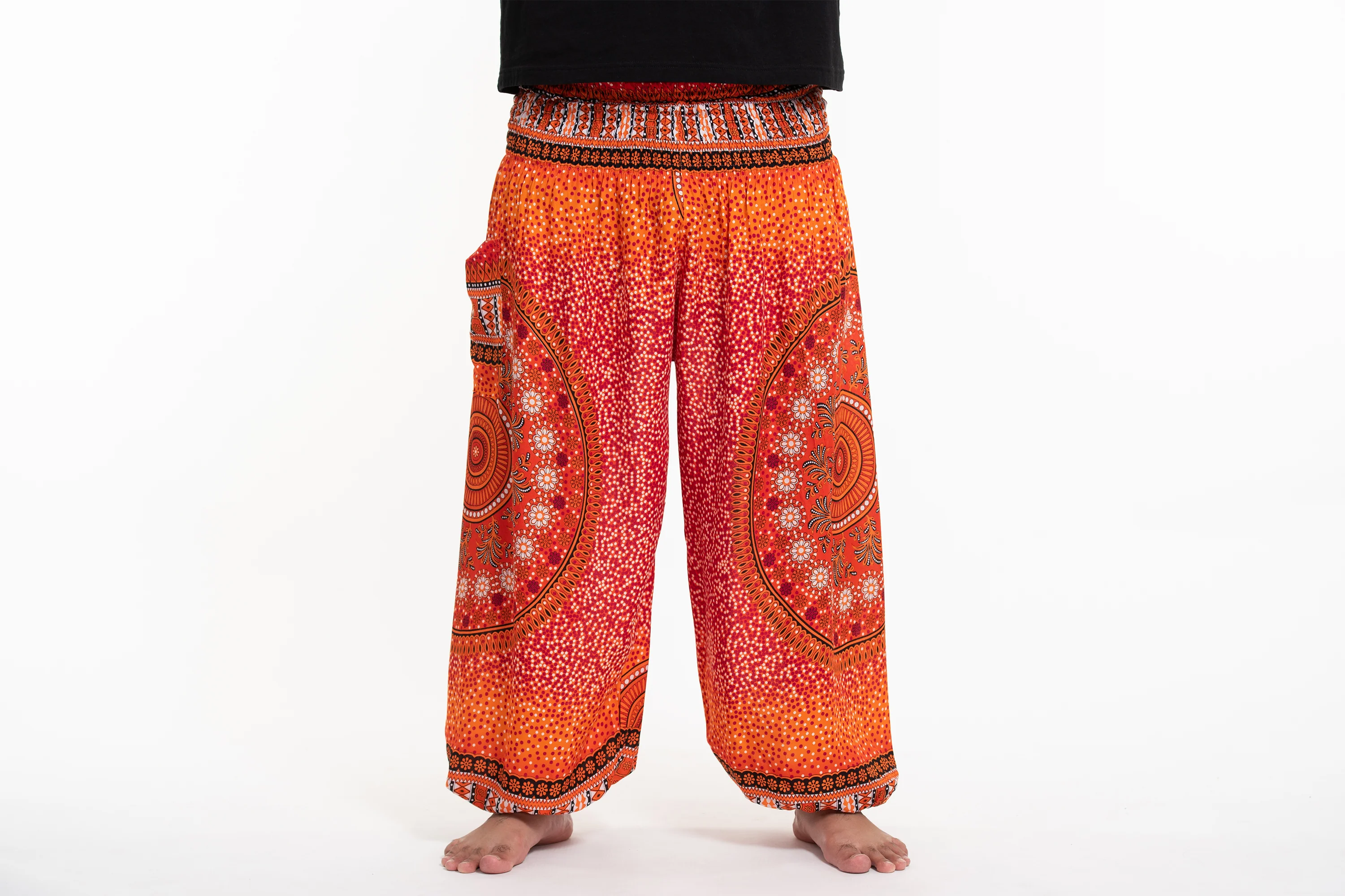 Plus Size Tribal Chakras Men's Harem Pants in Orange