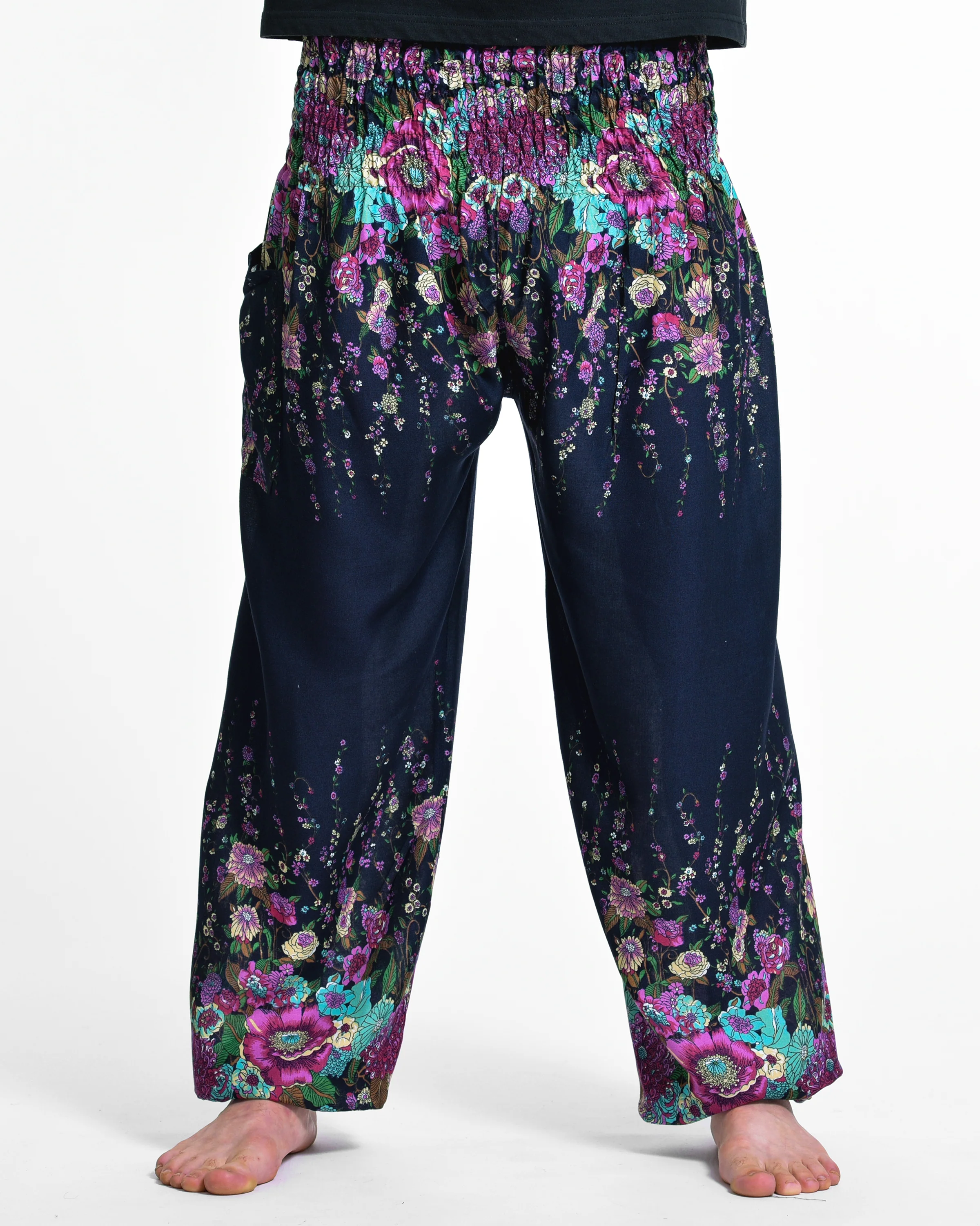 Floral Men's Harem Pants in Blue