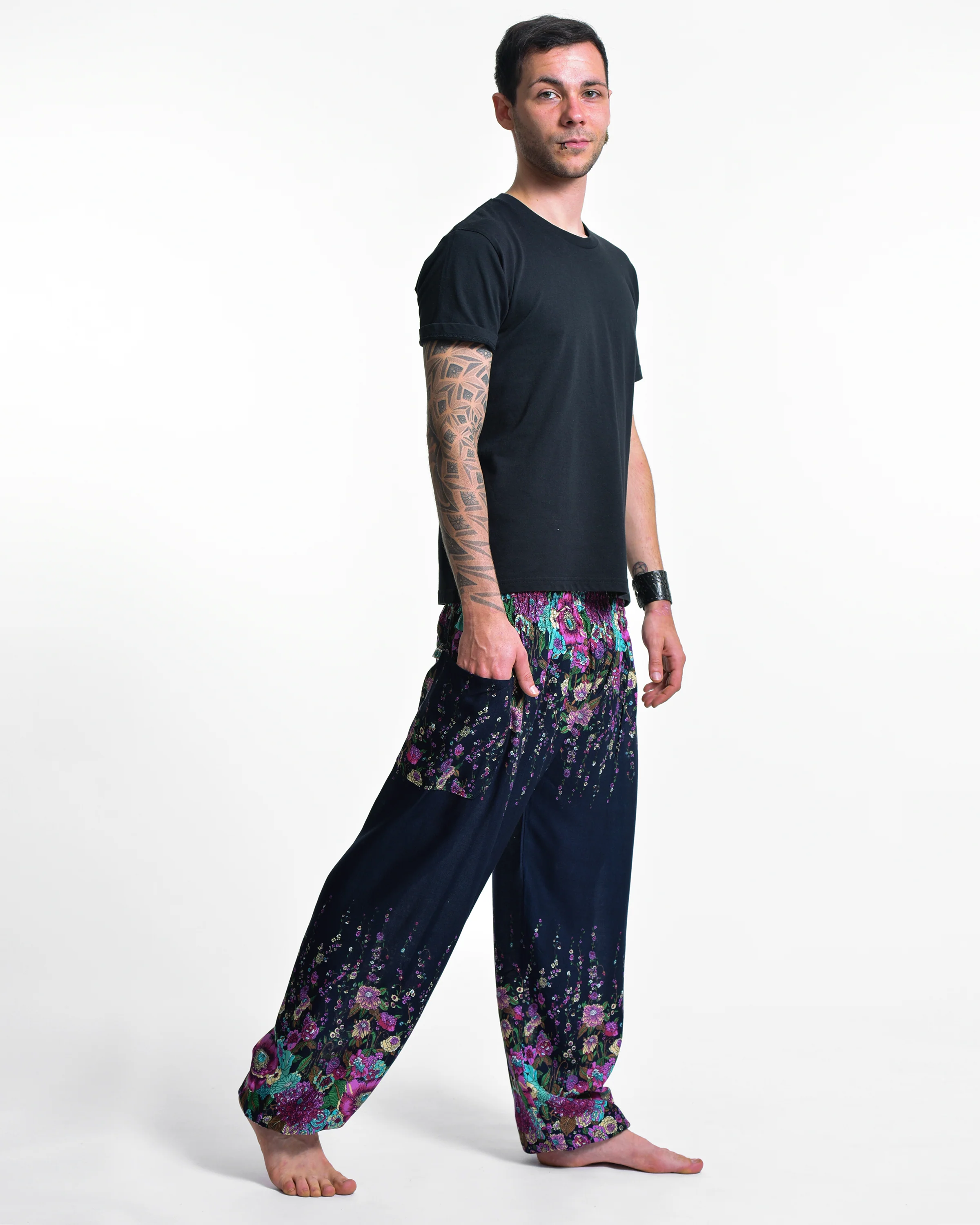 711-Floral-Men-s-Harem-Pants-in-Blue-3.webp Floral Men's Harem Pants in Blue