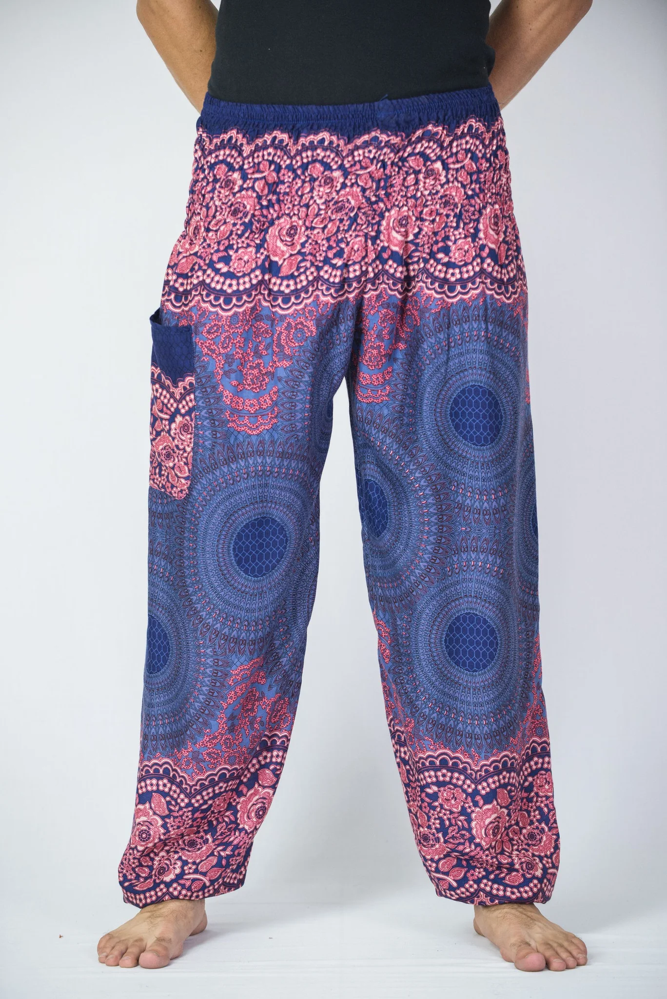 Geometric Mandalas Men's Harem Pants in Blue
