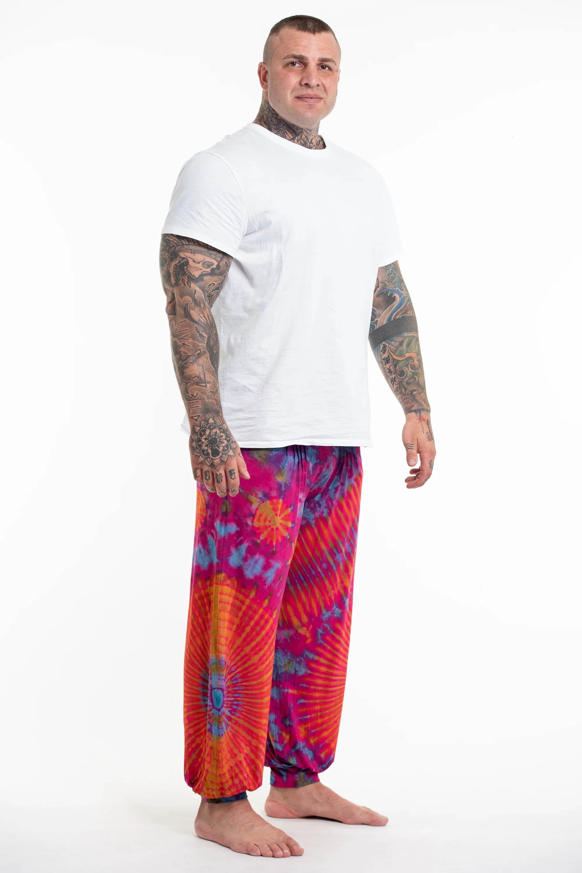 719-Plus-Size-Tie-Dye-Cotton-Men-Harem-Pants-in-Pink-3.webp Plus Size Tie Dye Cotton Men Harem Pants in Pink