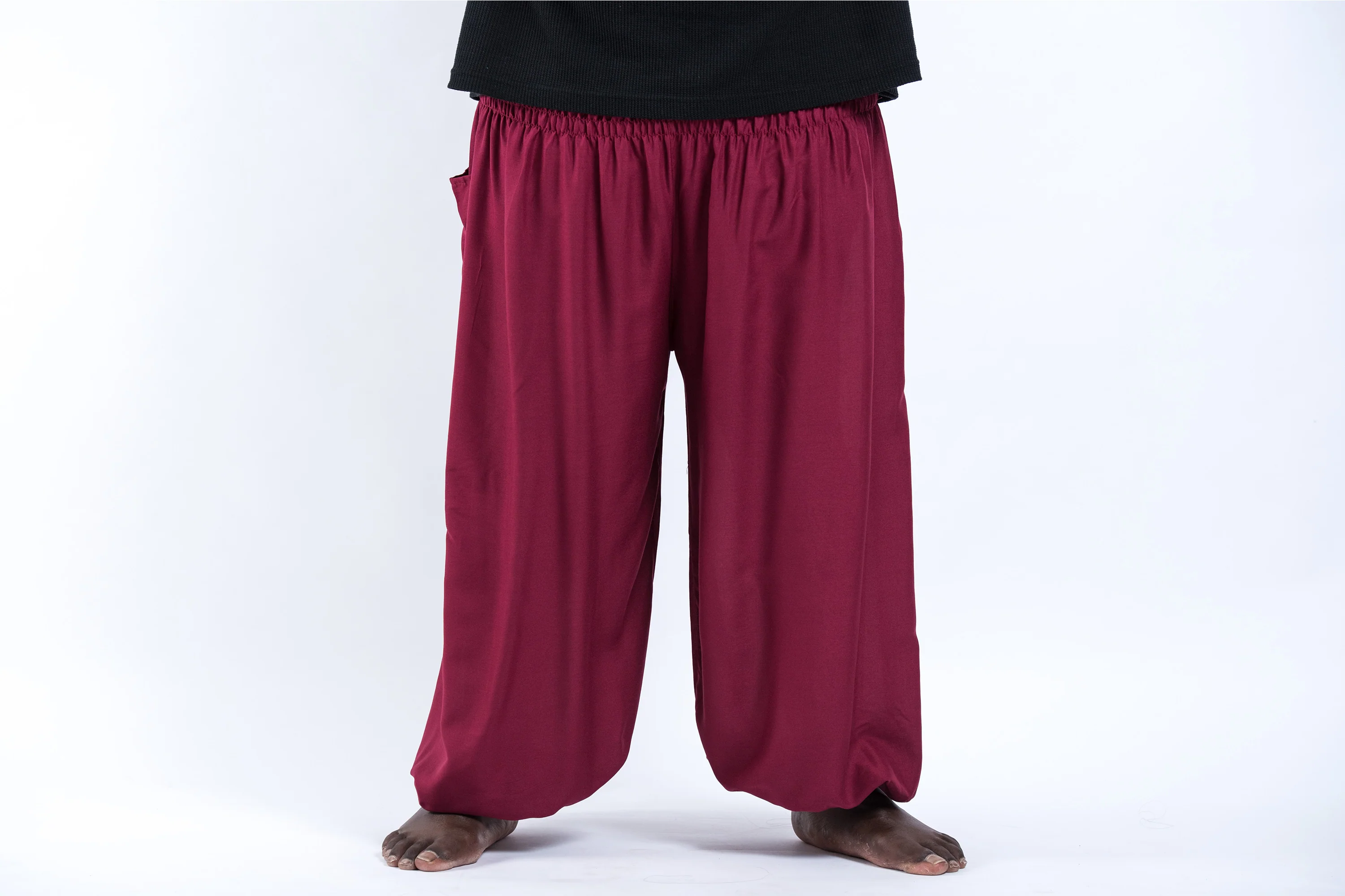 Plus Size Solid Color Men's Harem Pants in Red