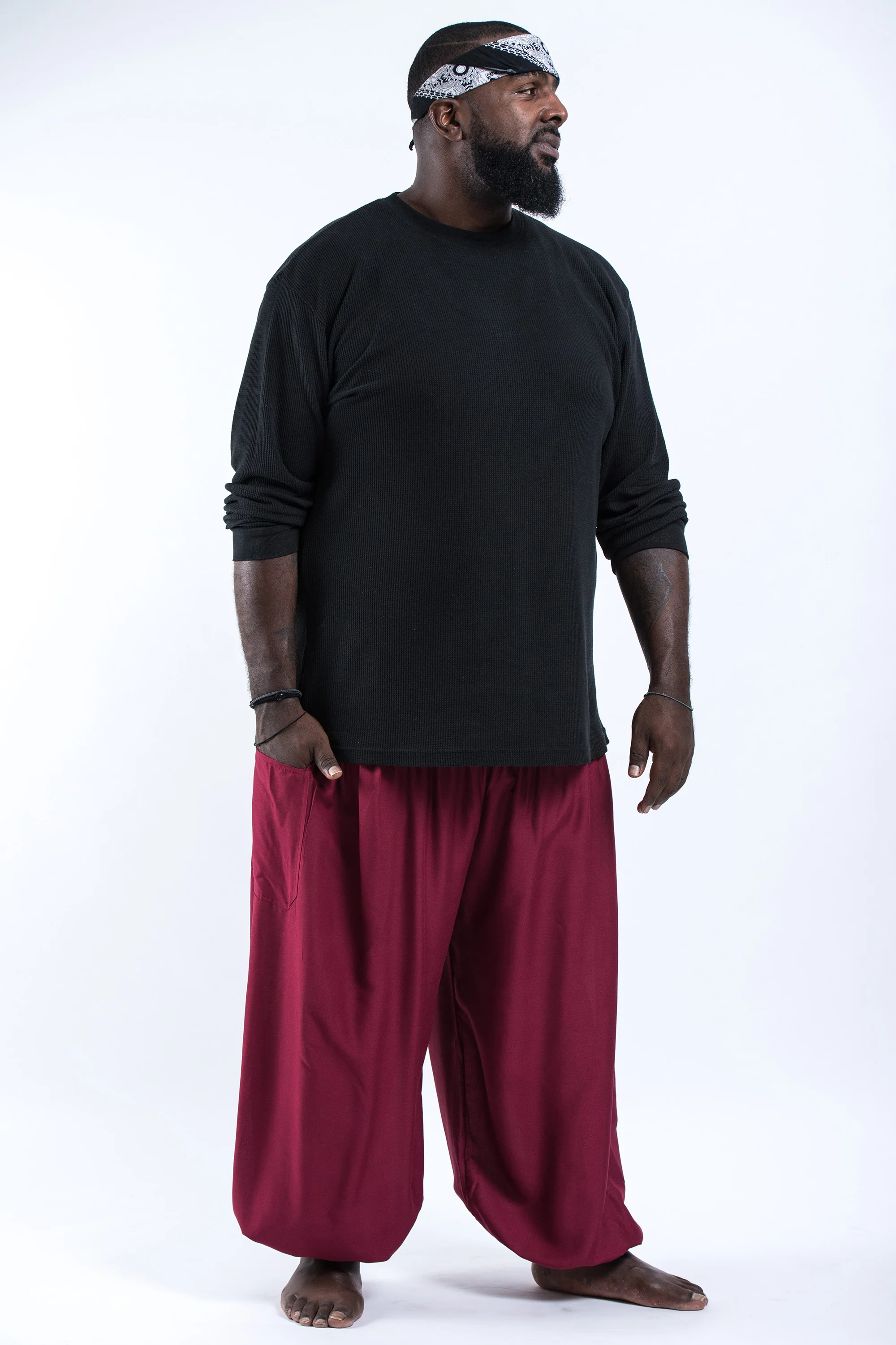 729-Plus-Size-Solid-Color-Men-s-Harem-Pants-in-Red-3.webp Plus Size Solid Color Men's Harem Pants in Red