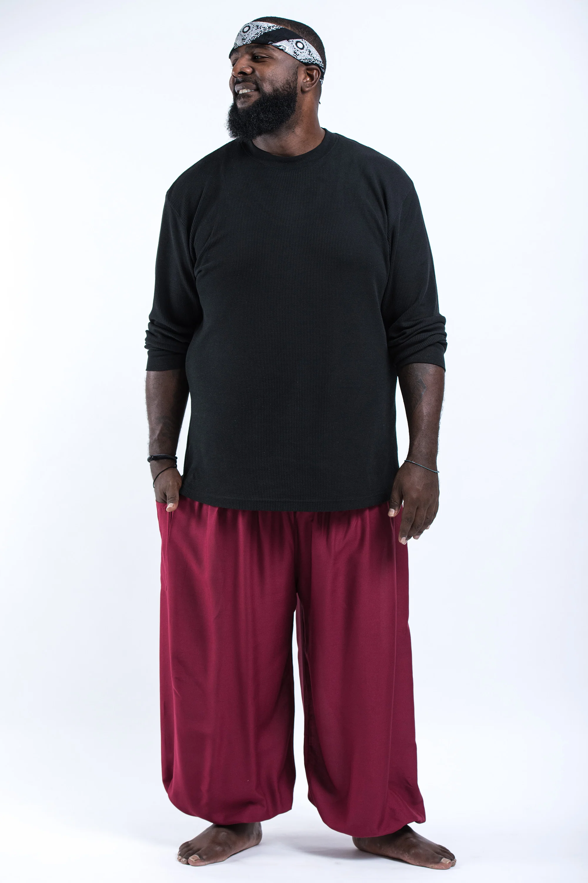 729-Plus-Size-Solid-Color-Men-s-Harem-Pants-in-Red-4.webp Plus Size Solid Color Men's Harem Pants in Red