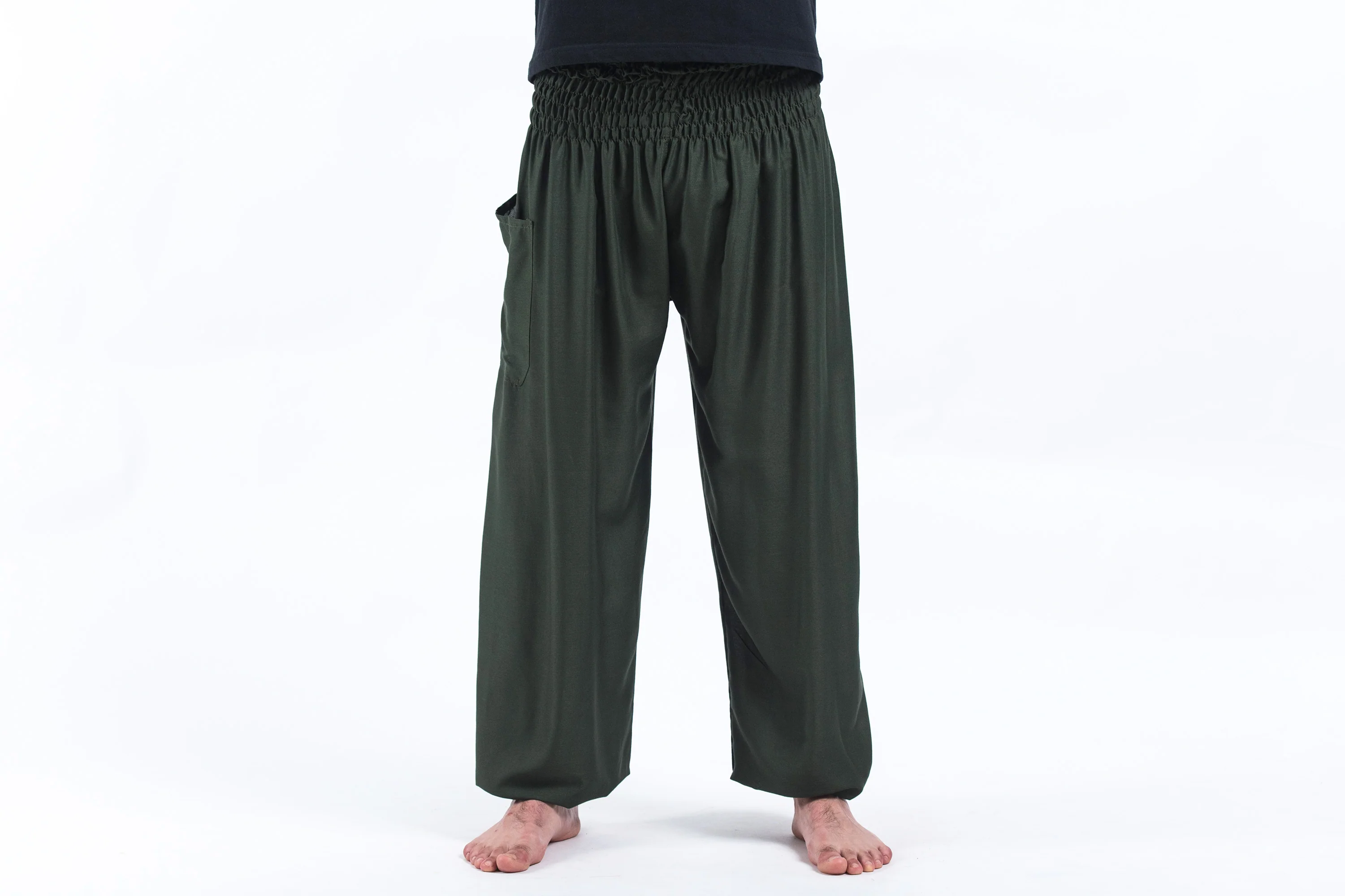 Solid Color Men's Harem Pants in Dark Green