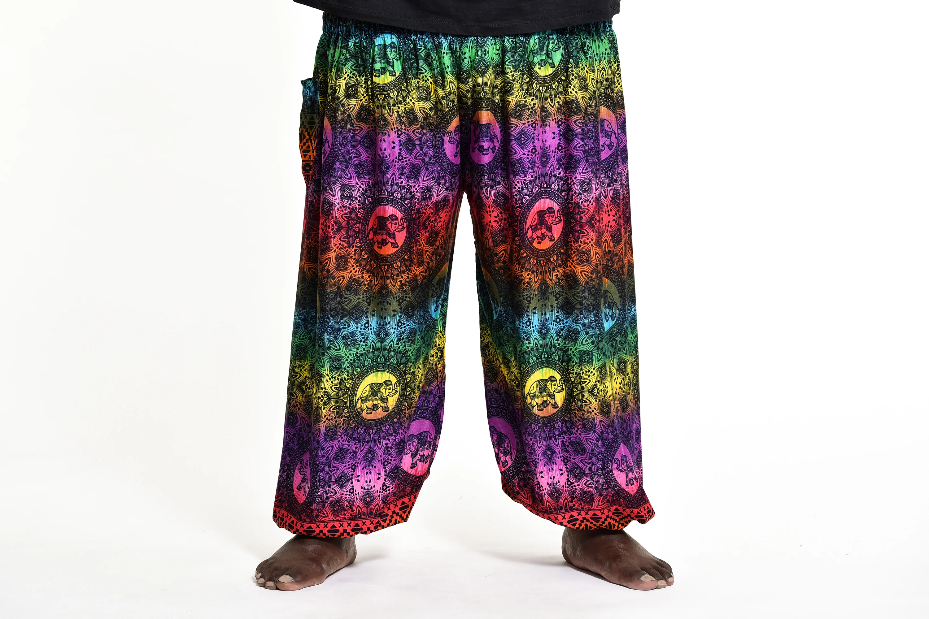 Plus Size Rainbow Elephant Men's Elephant Pants in Purple