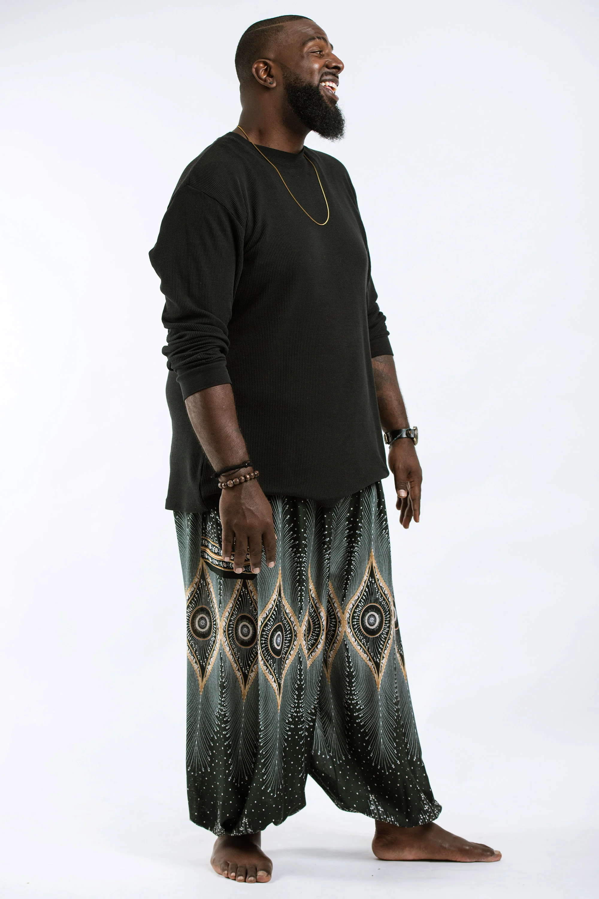 733-Plus-Size-Diamond-Peacock-Men-s-Harem-Pants-in-Green-3.webp Plus Size Diamond Peacock Men's Harem Pants in Green