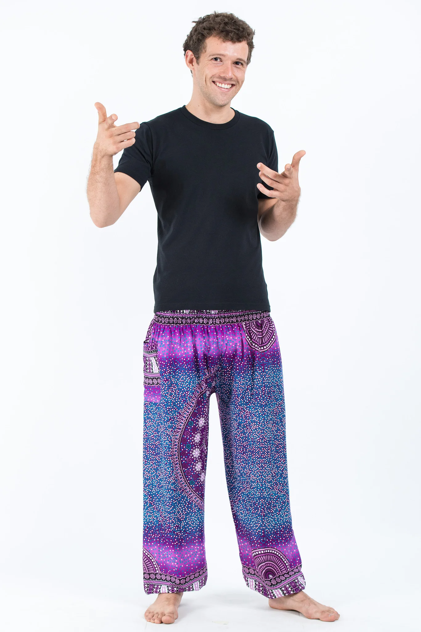 Tribal Chakras Men's Harem Pants in Purple