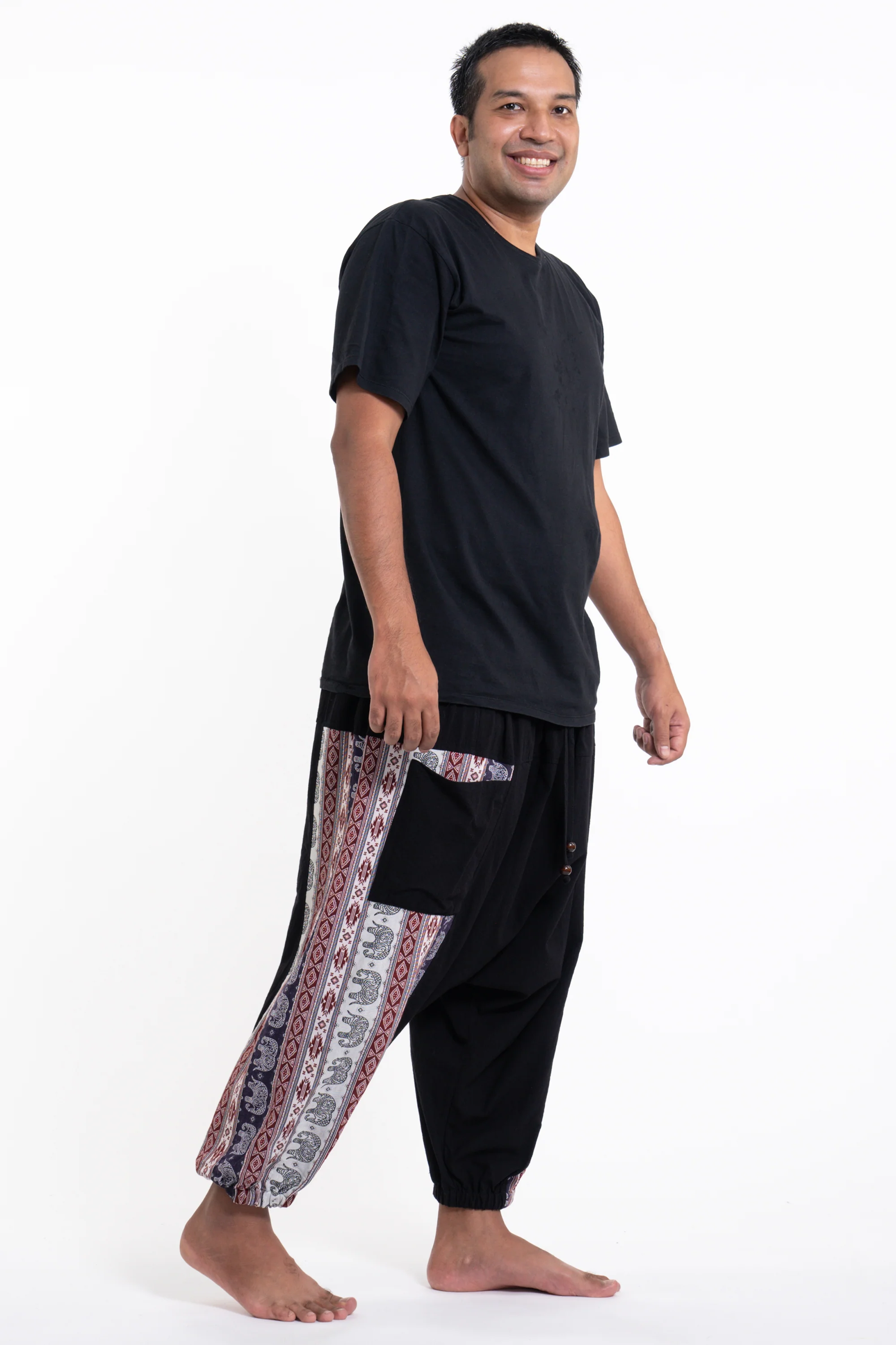 749-Plus-Size-Elephant-Aztec-Cotton-Men-s-Harem-Pants-in-Black-3.webp Plus Size Elephant Aztec Cotton Men's Harem Pants in Black
