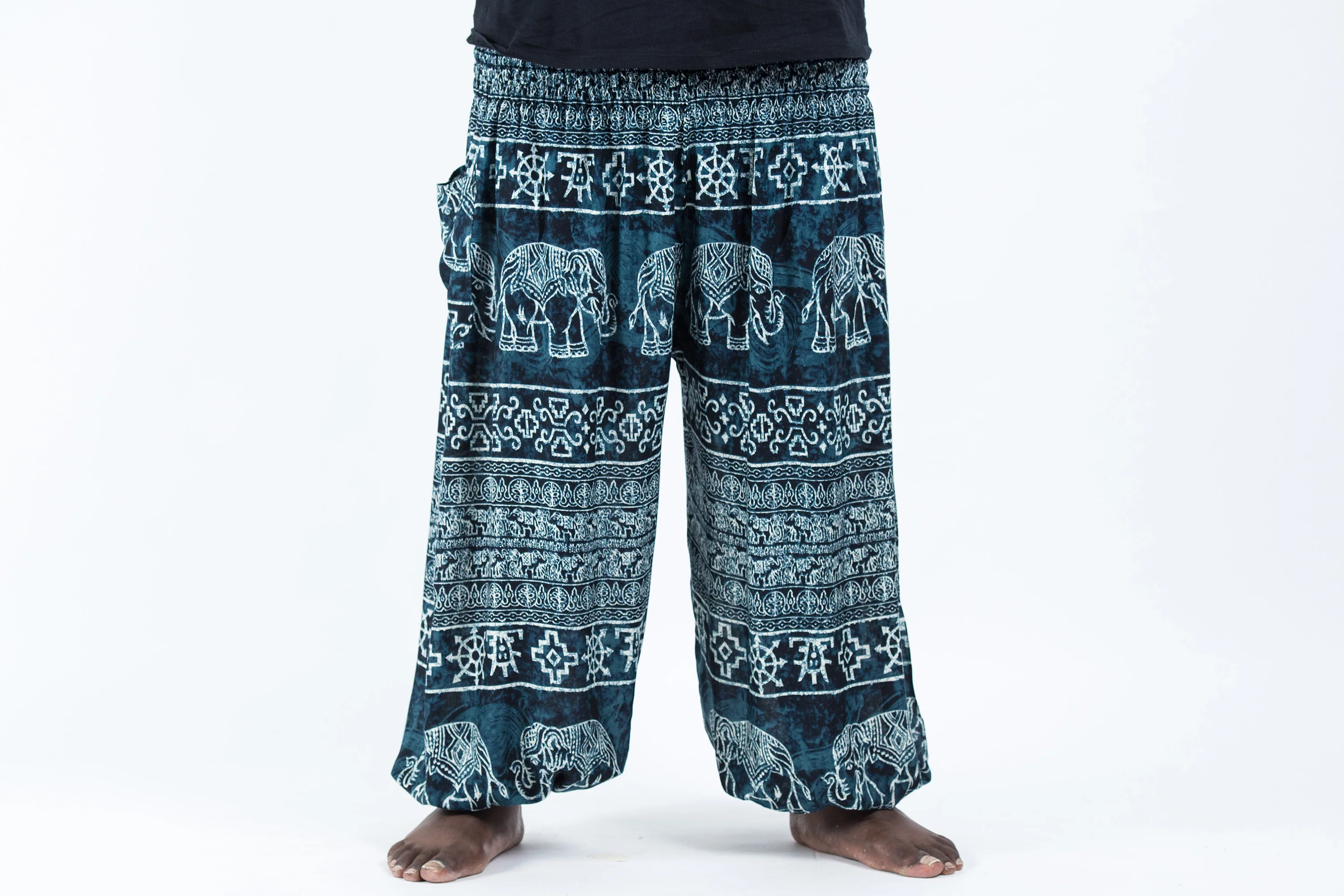 Plus Size Marble Elephant Men's Elephant Pants in Black