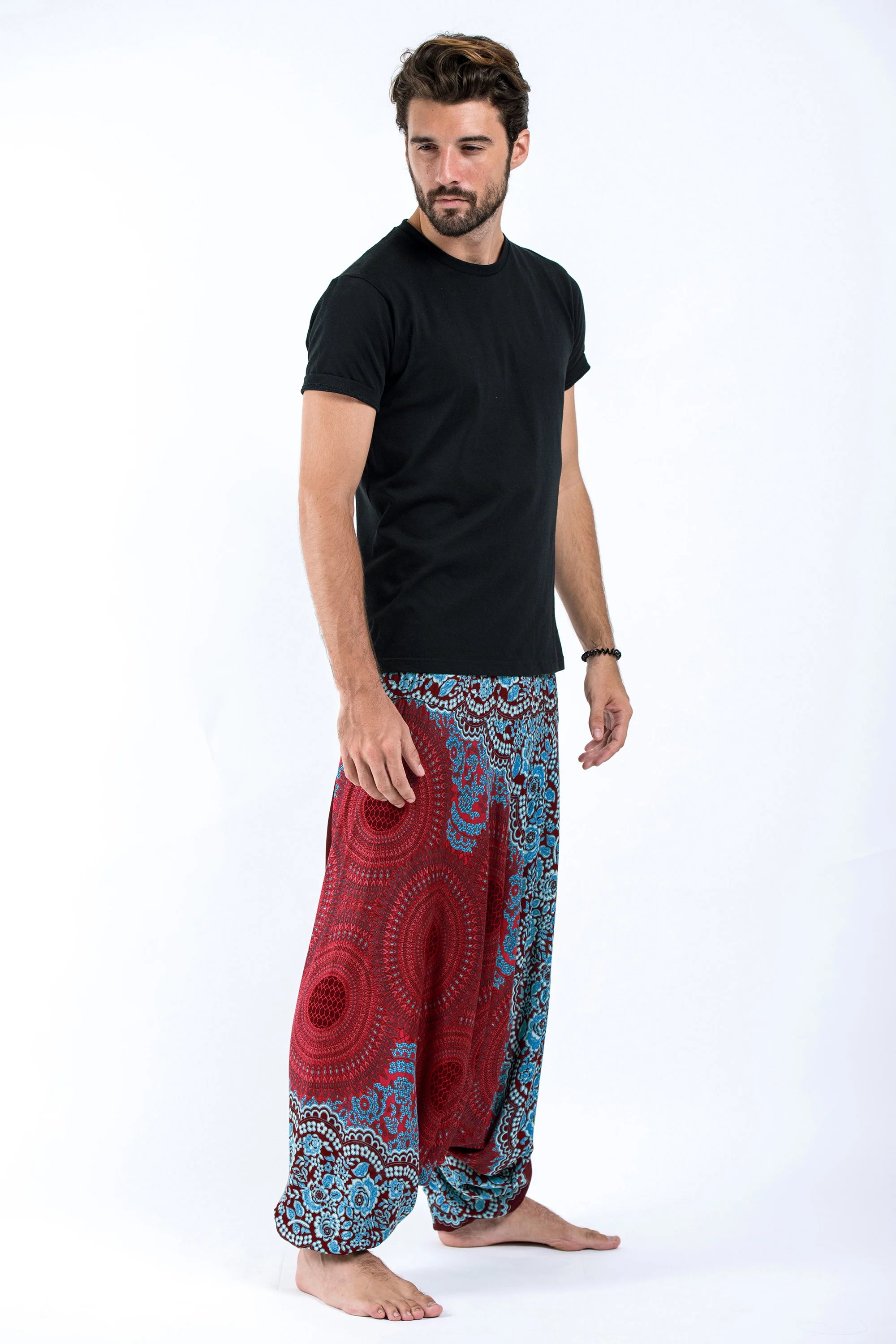 754-Geometric-Mandalas-Drop-Crotch-Men-s-Harem-Pants-in-Red-3.webp Geometric Mandalas Drop Crotch Men's Harem Pants in Red
