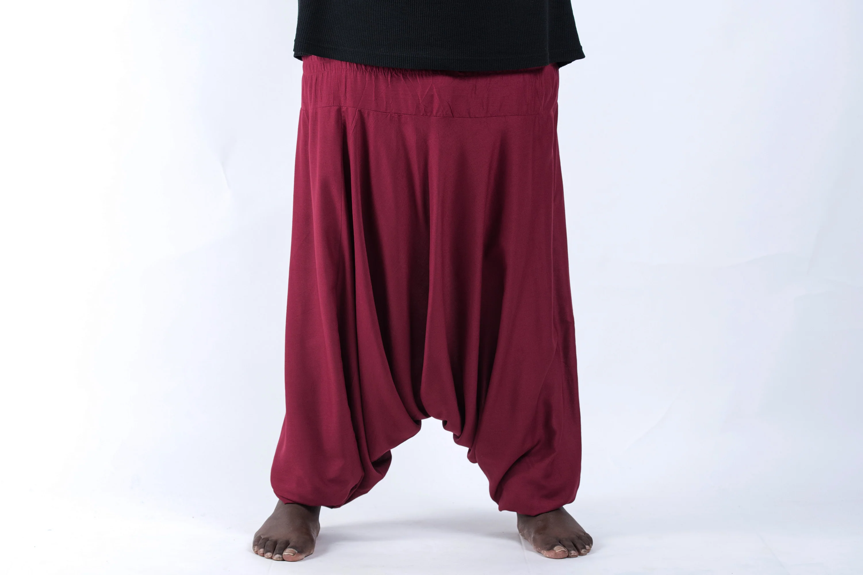 755-Plus-Size-Solid-Color-Drop-Crotch-Men-s-Harem-Pants-in-Red-2.webp Plus Size Solid Color Drop Crotch Men's Harem Pants in Red