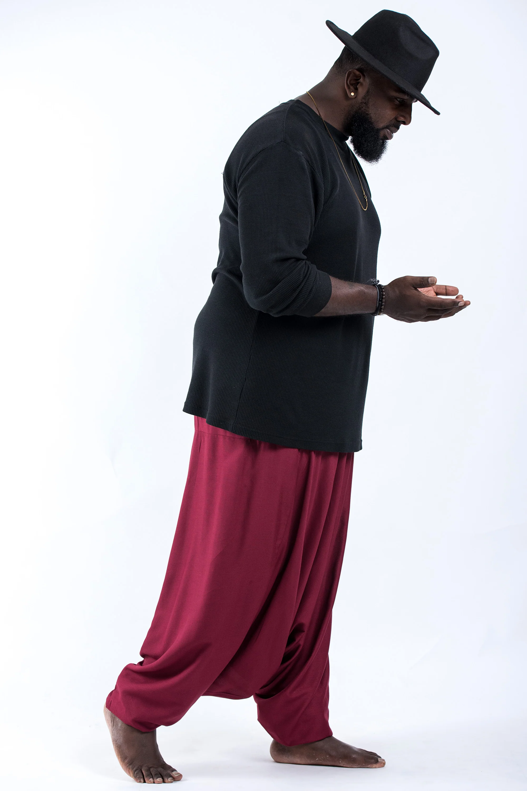 755-Plus-Size-Solid-Color-Drop-Crotch-Men-s-Harem-Pants-in-Red-3.webp Plus Size Solid Color Drop Crotch Men's Harem Pants in Red