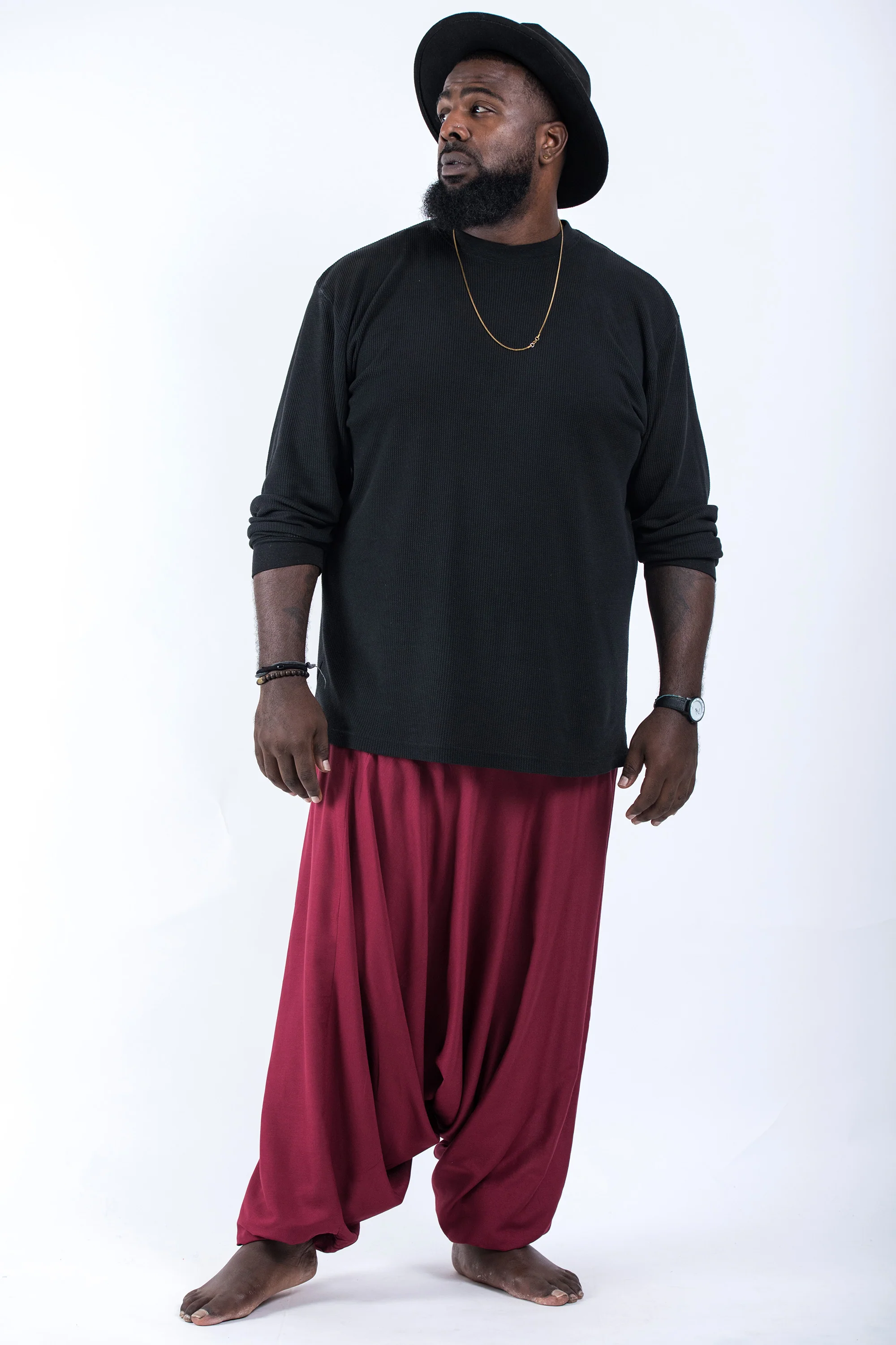 755-Plus-Size-Solid-Color-Drop-Crotch-Men-s-Harem-Pants-in-Red-4.webp Plus Size Solid Color Drop Crotch Men's Harem Pants in Red