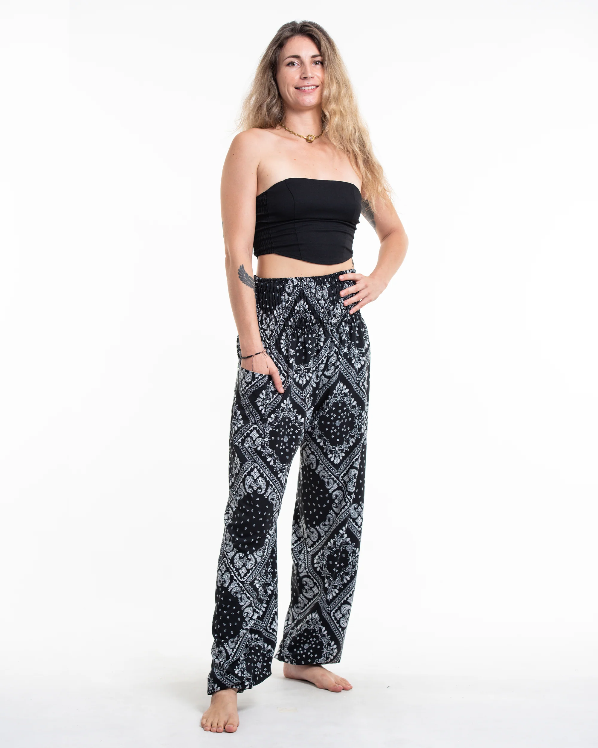 763-Patchwork-Paisley-Tall-Harem-Pants-in-Black-3.webp Patchwork Paisley Tall Harem Pants in Black