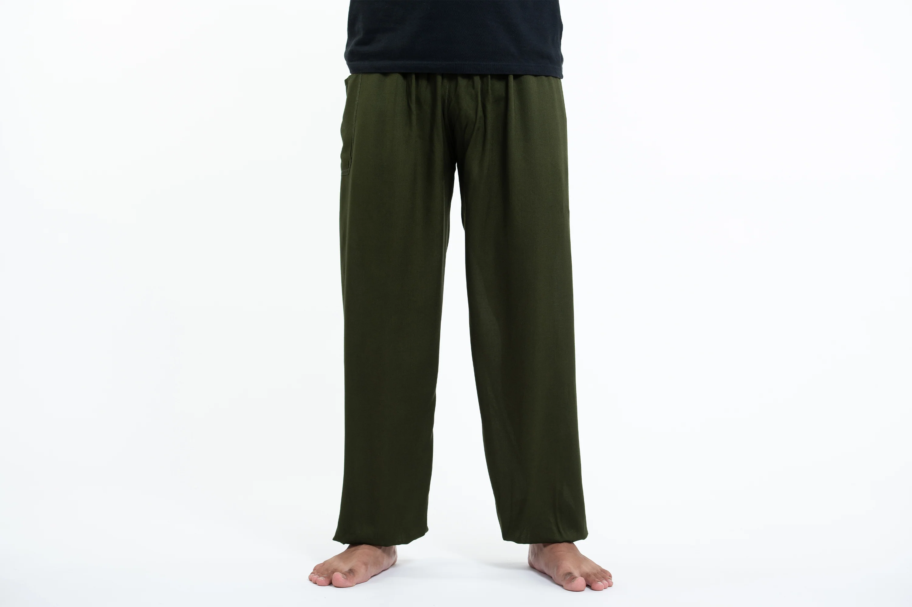 Solid Color Men's Tall Harem Pants in Dark Green