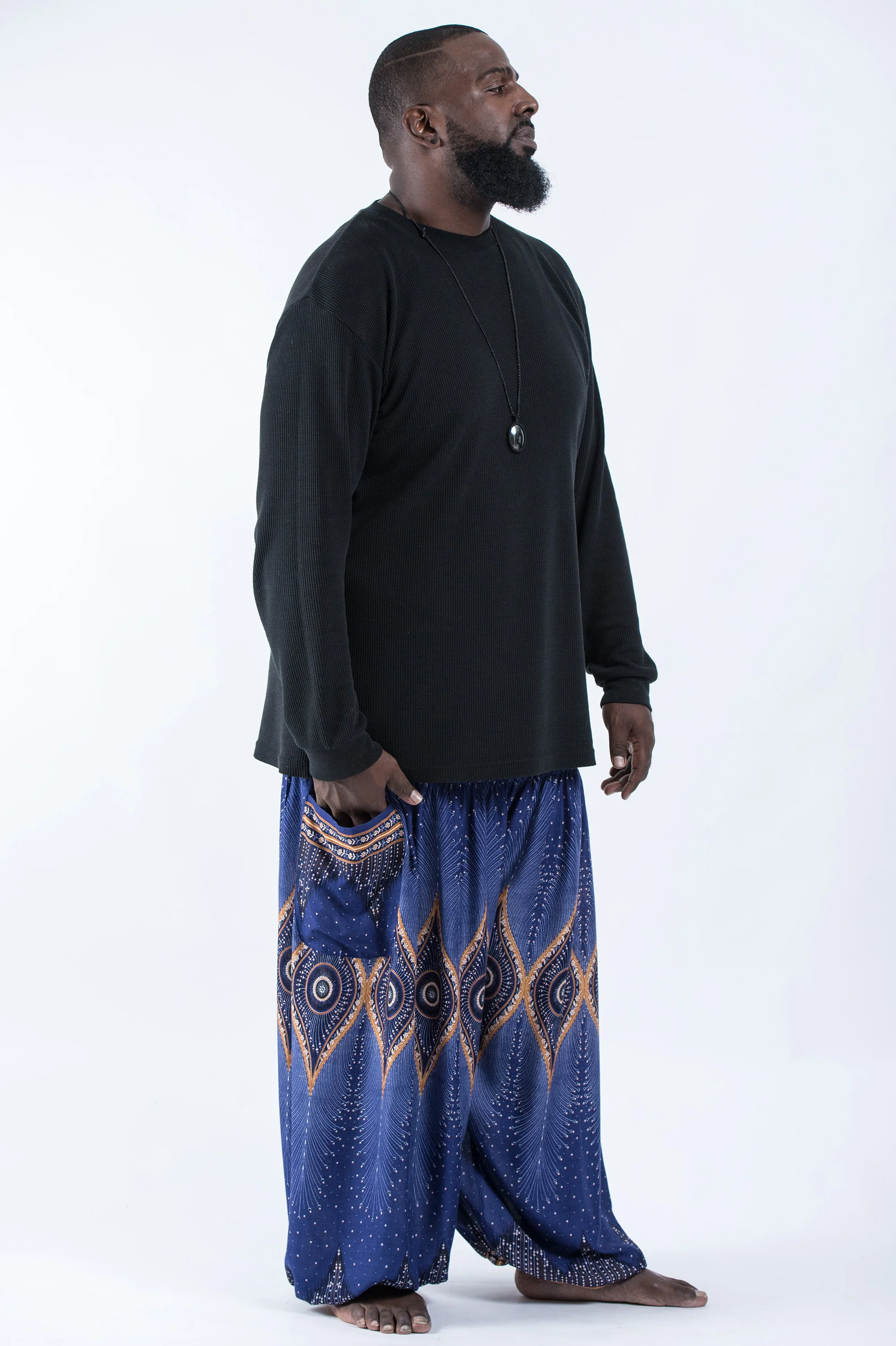 788-Plus-Size-Diamond-Peacock-Men-s-Harem-Pants-in-Blue-3.webp Plus Size Diamond Peacock Men's Harem Pants in Blue