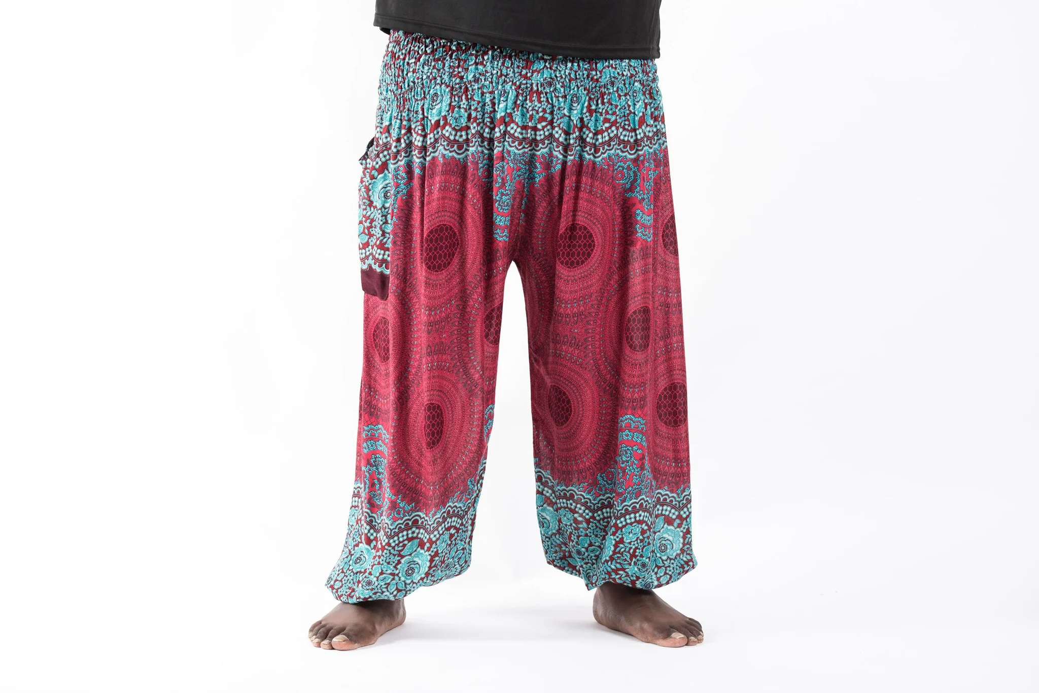 791-Plus-Size-Geometric-Mandalas-Men-s-Harem-Pants-in-Red-2.webp Plus Size Geometric Mandalas Men's Harem Pants in Red