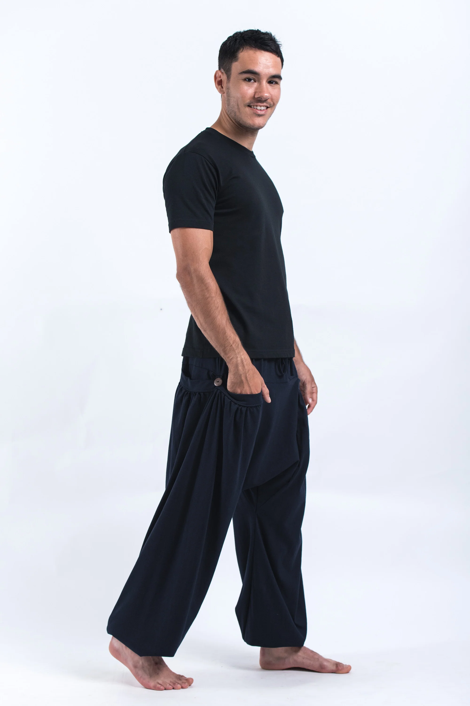 802-Cotton-Men-Harem-Pants-in-Solid-Navy-3.webp Cotton Men Harem Pants in Solid Navy