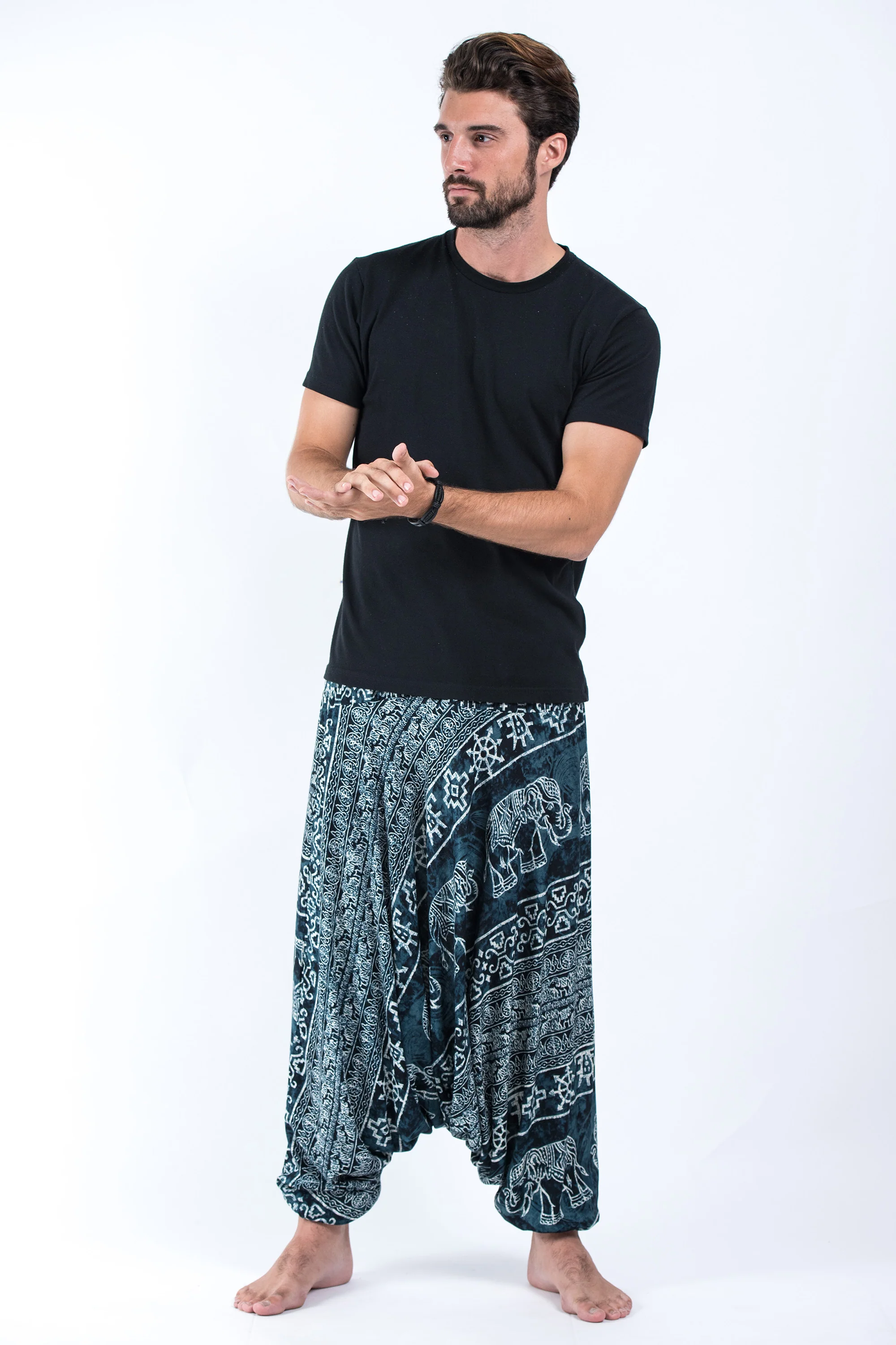 804-Marble-Elephant-Drop-Crotch-Men-s-Elephant-Pants-in-Black-4.webp Marble Elephant Drop Crotch Men's Elephant Pants in Black