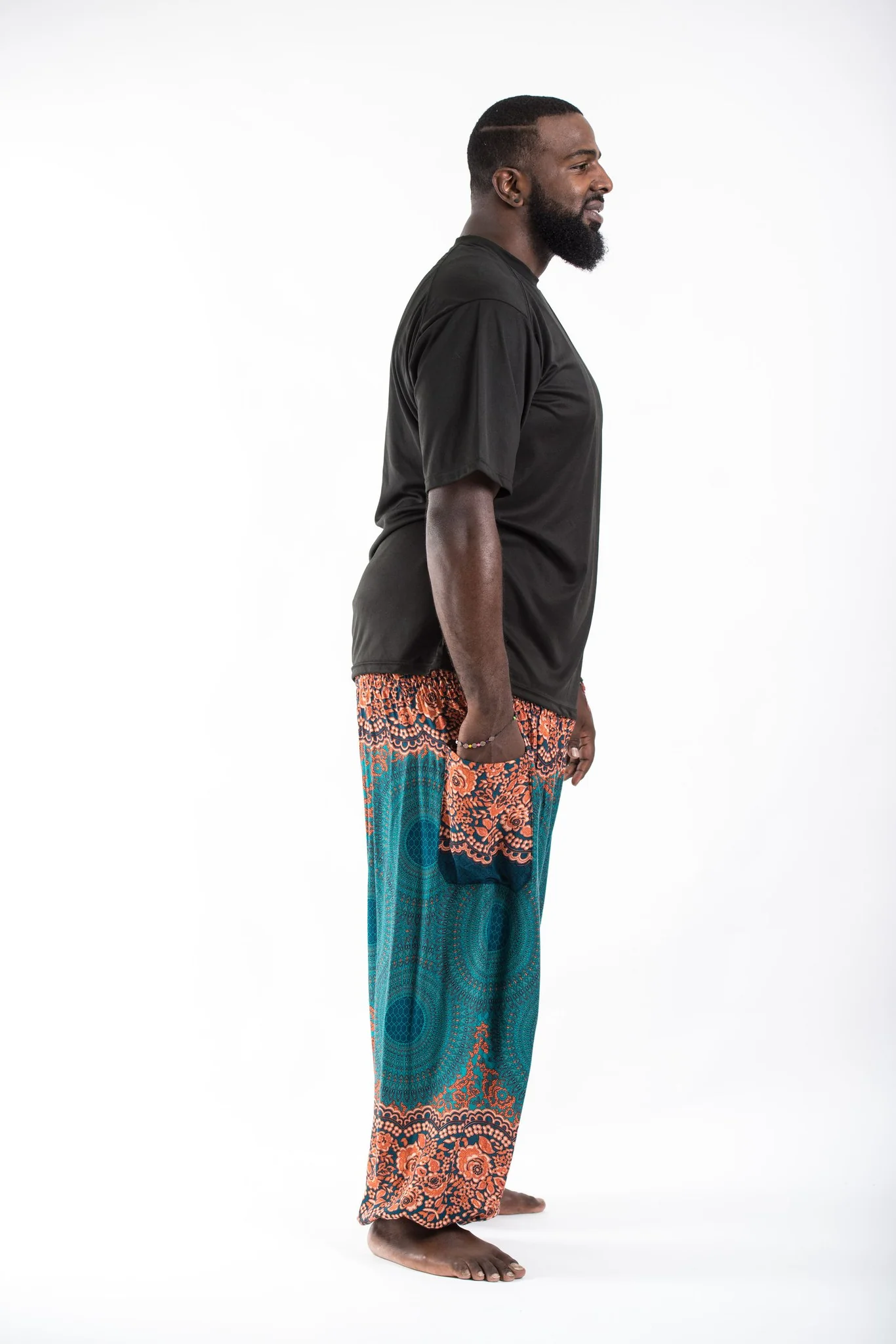 805-Plus-Size-Geometric-Mandalas-Men-s-Harem-Pants-in-Turquoise-3.webp Plus Size Geometric Mandalas Men's Harem Pants in Turquoise
