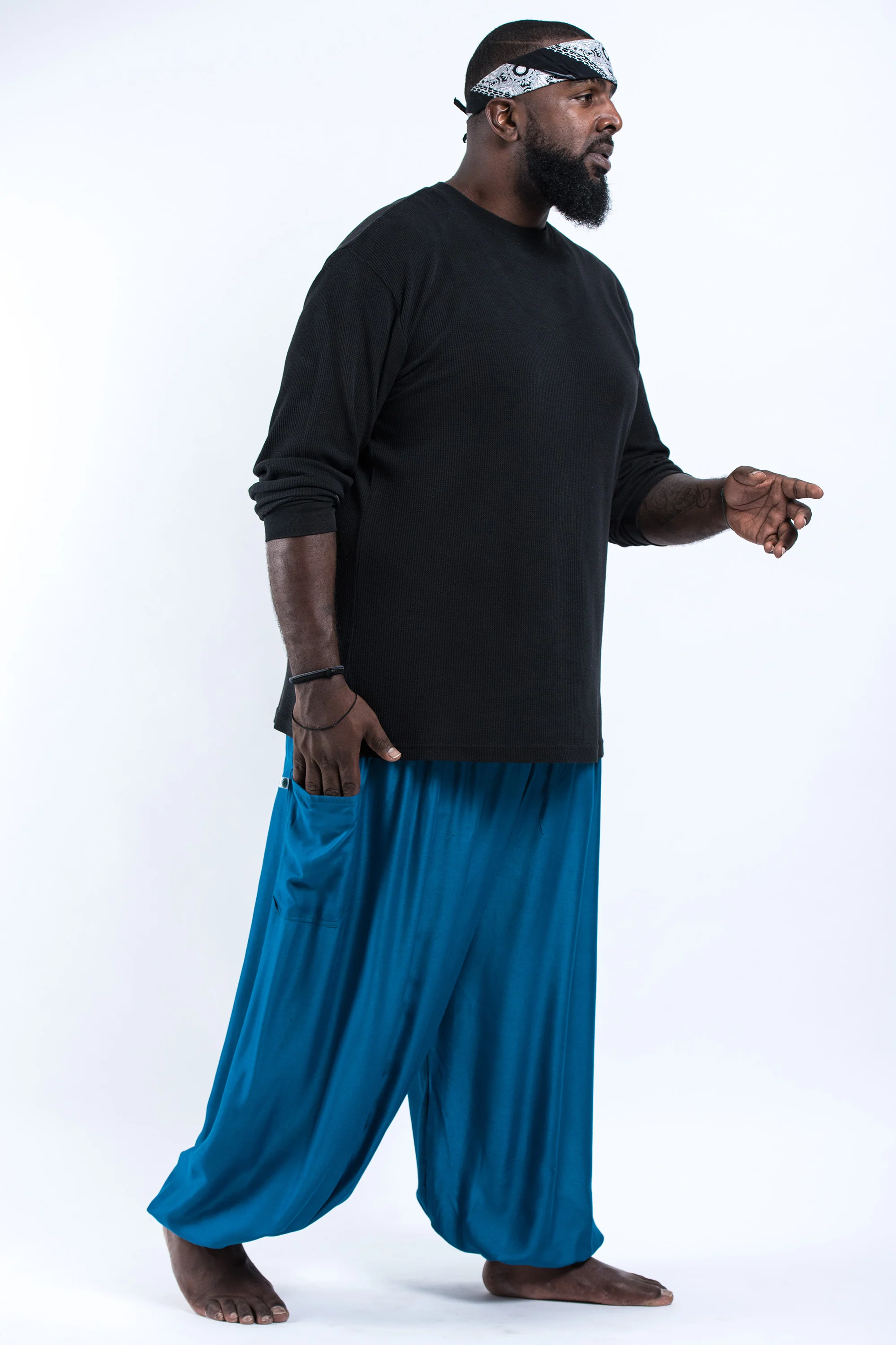 807-Plus-Size-Solid-Color-Men-s-Harem-Pants-in-Aqua-Blue-3.webp Plus Size Solid Color Men's Harem Pants in Aqua Blue