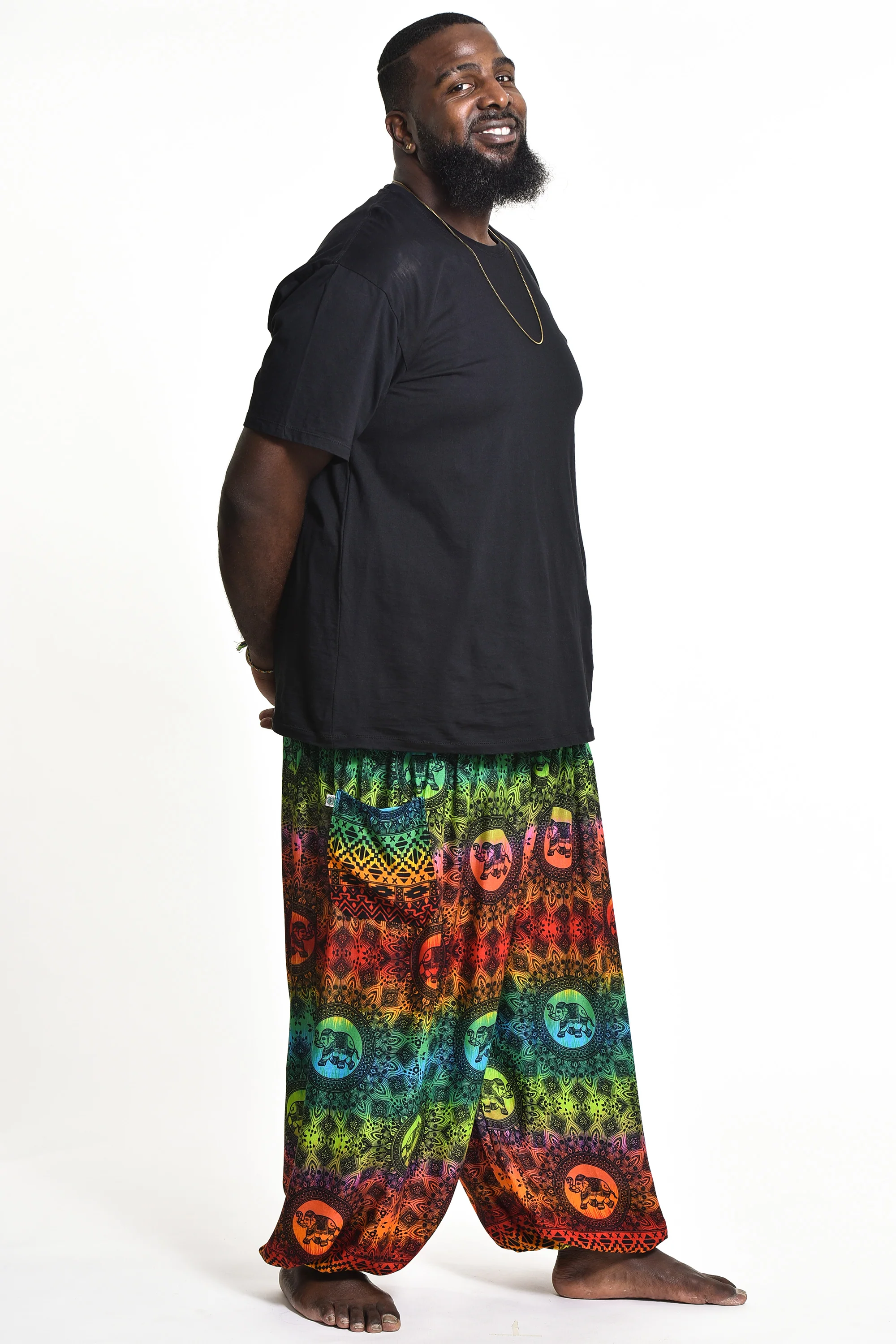 810-Plus-Size-Rainbow-Elephant-Men-s-Elephant-Pants-in-Orange-3.webp Plus Size Rainbow Elephant Men's Elephant Pants in Orange