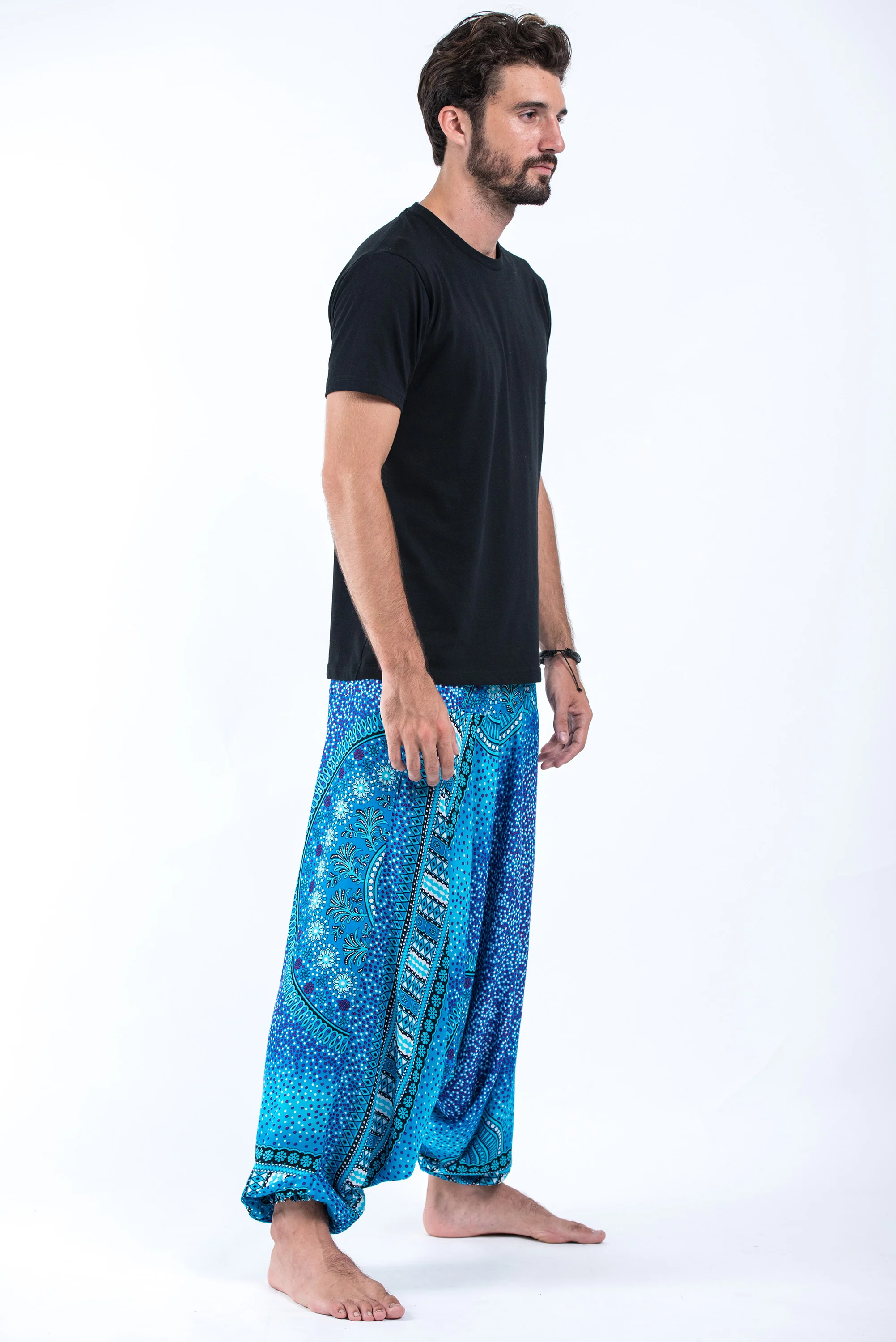 820-Tribal-Chakras-Drop-Crotch-Men-s-Harem-Pants-in-Blue-3.webp Tribal Chakras Drop Crotch Men's Harem Pants in Blue
