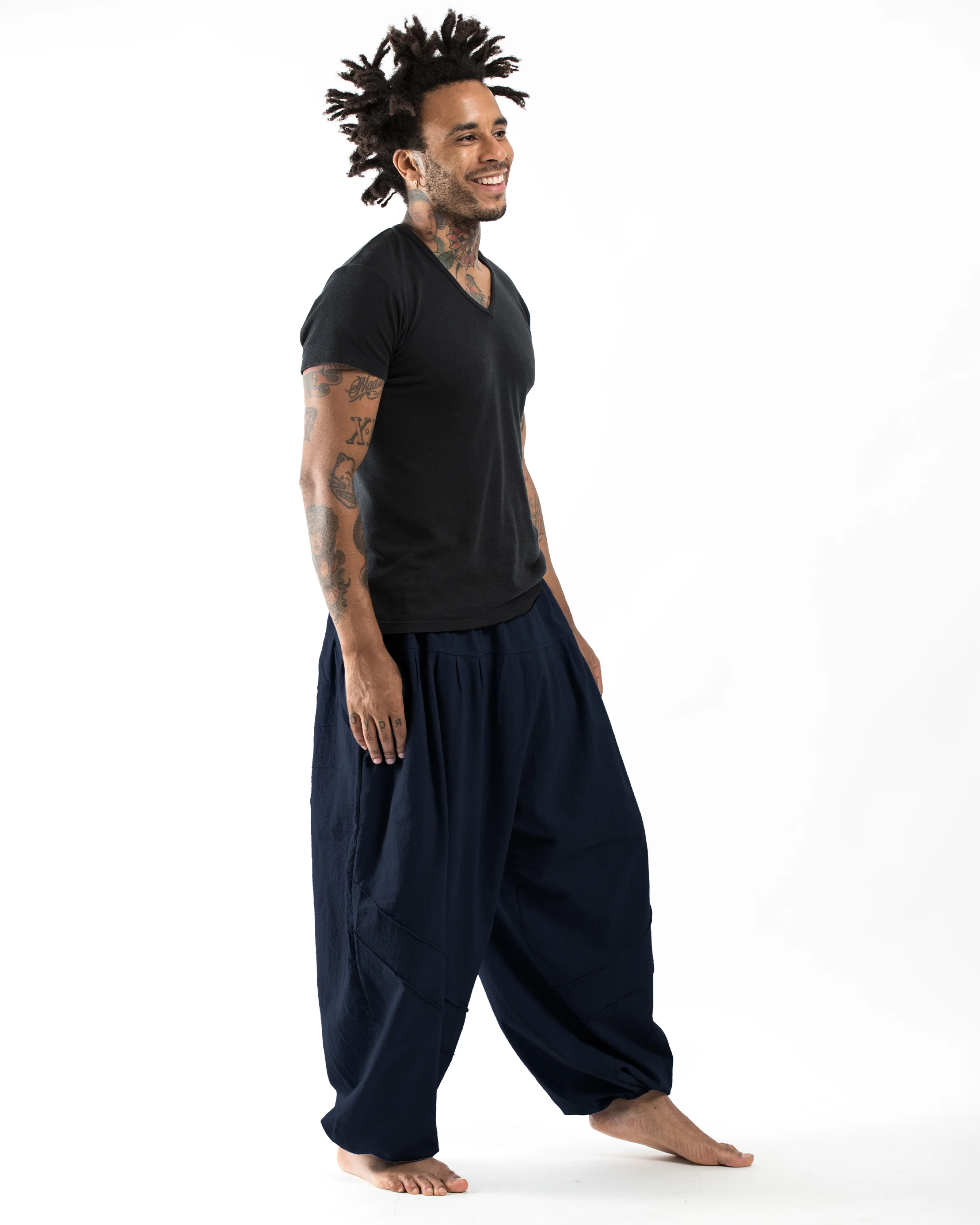 Genie Men's Cotton Harem Pants in Navy